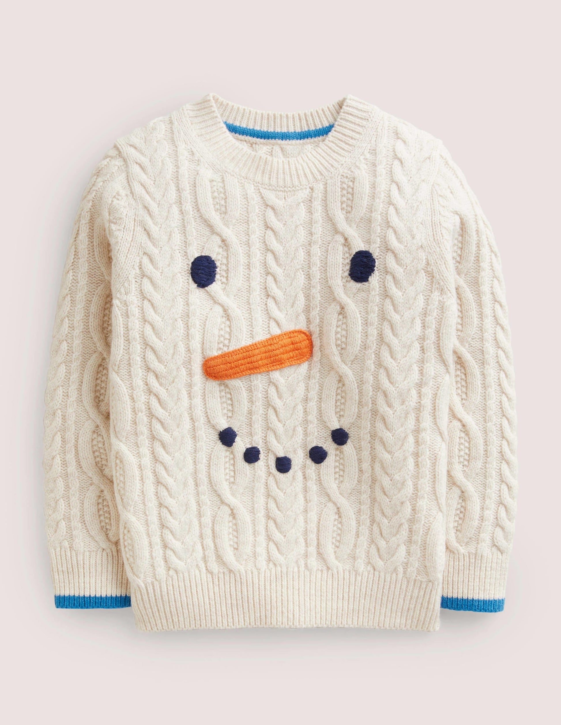 Cable Snowman Jumper-Ecru Marl Snowman-1