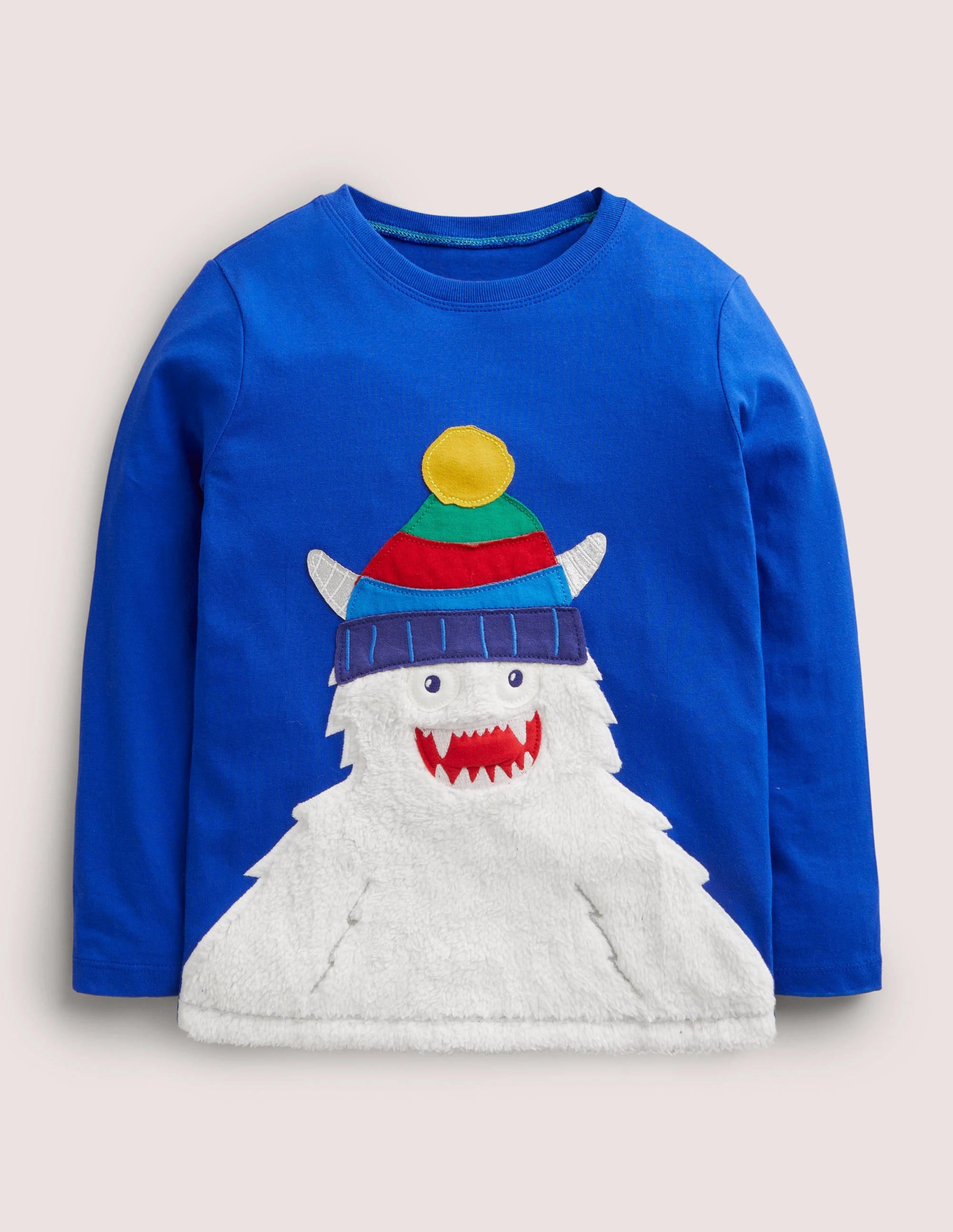 Yeti Texture Appliqué T-shirt-Brilliant Blue Yeti - Image 1