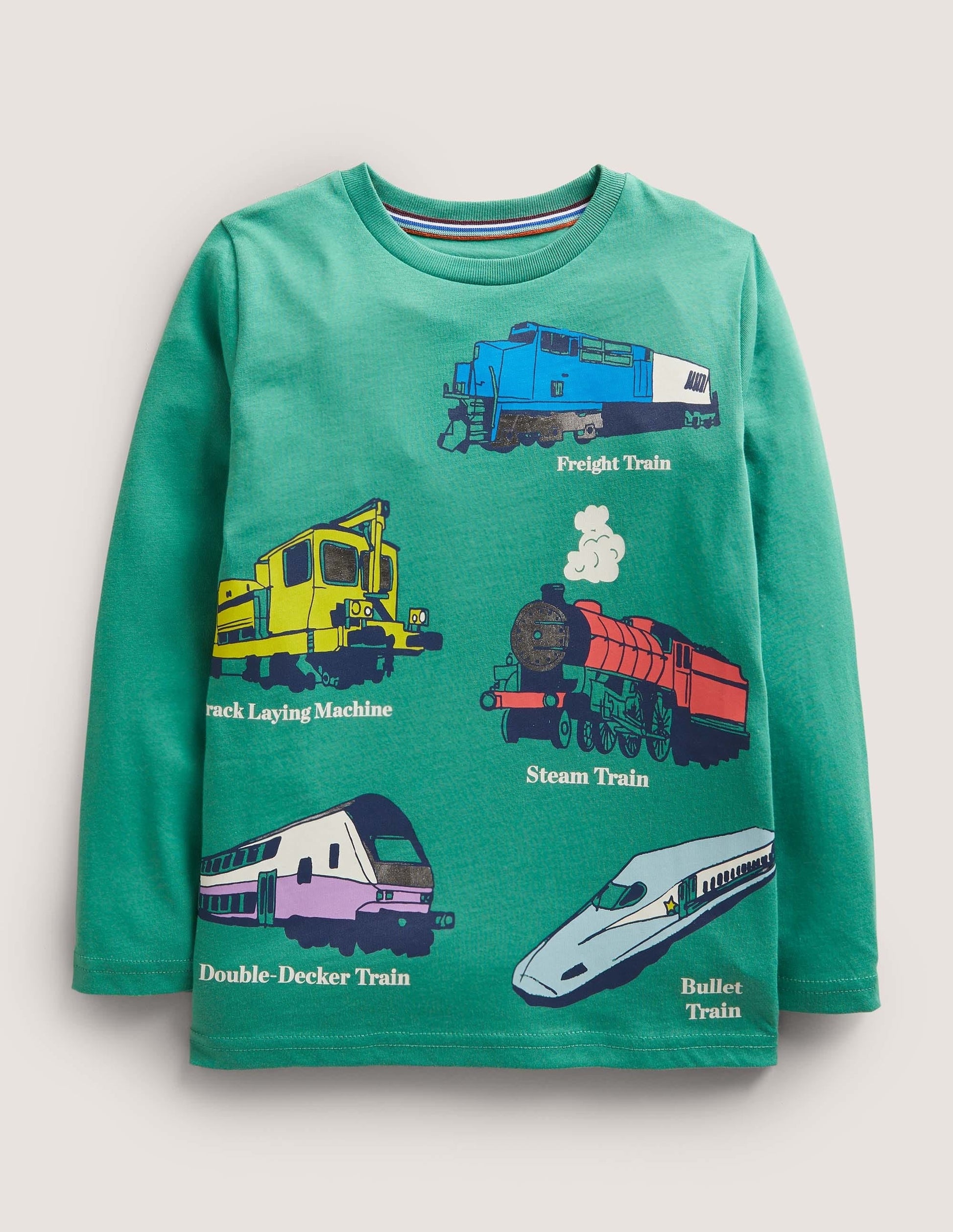 Foil Printed Vehicle T-shirt-Mountain Green Trains-1