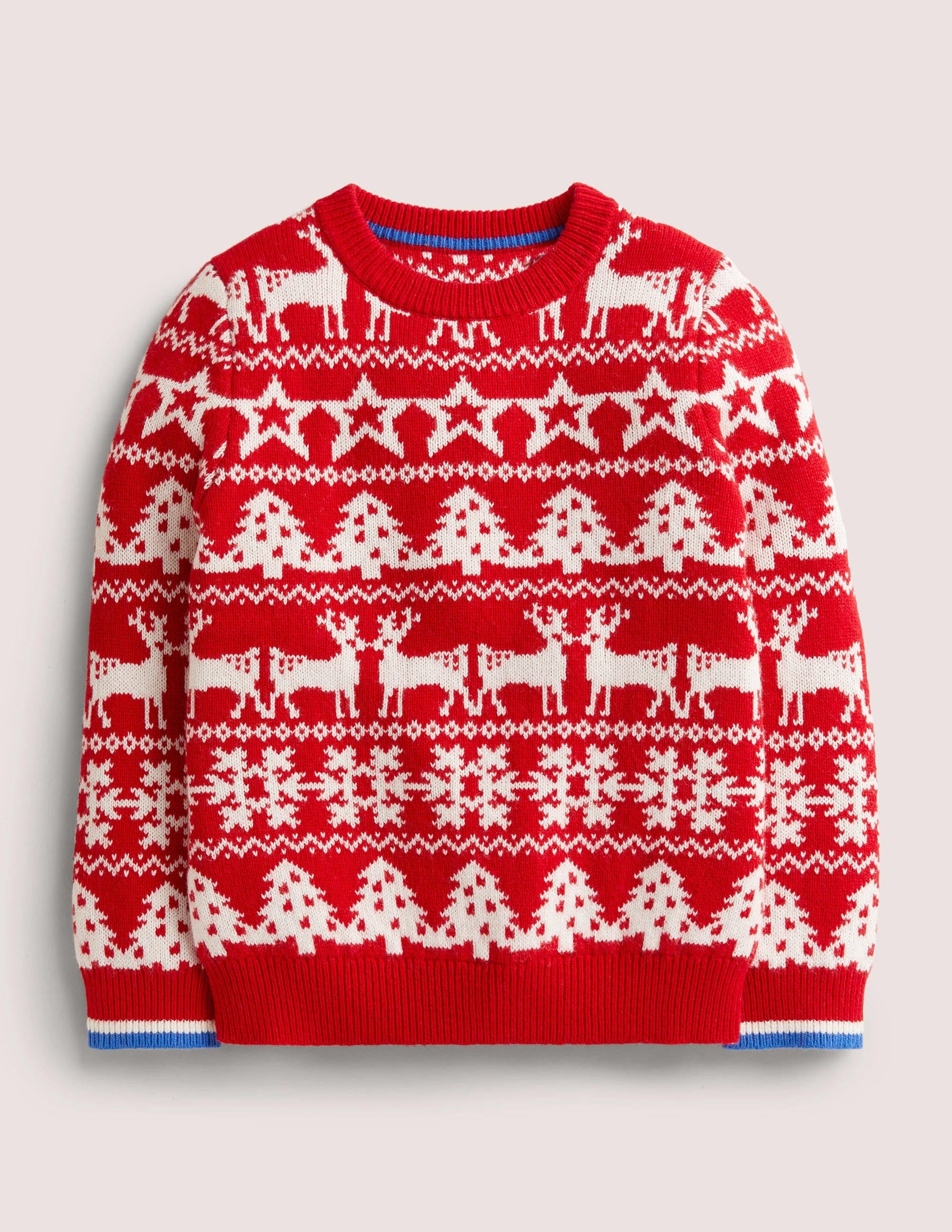 Red Fair Isle Christmas Jumper-Rockabilly Red-1