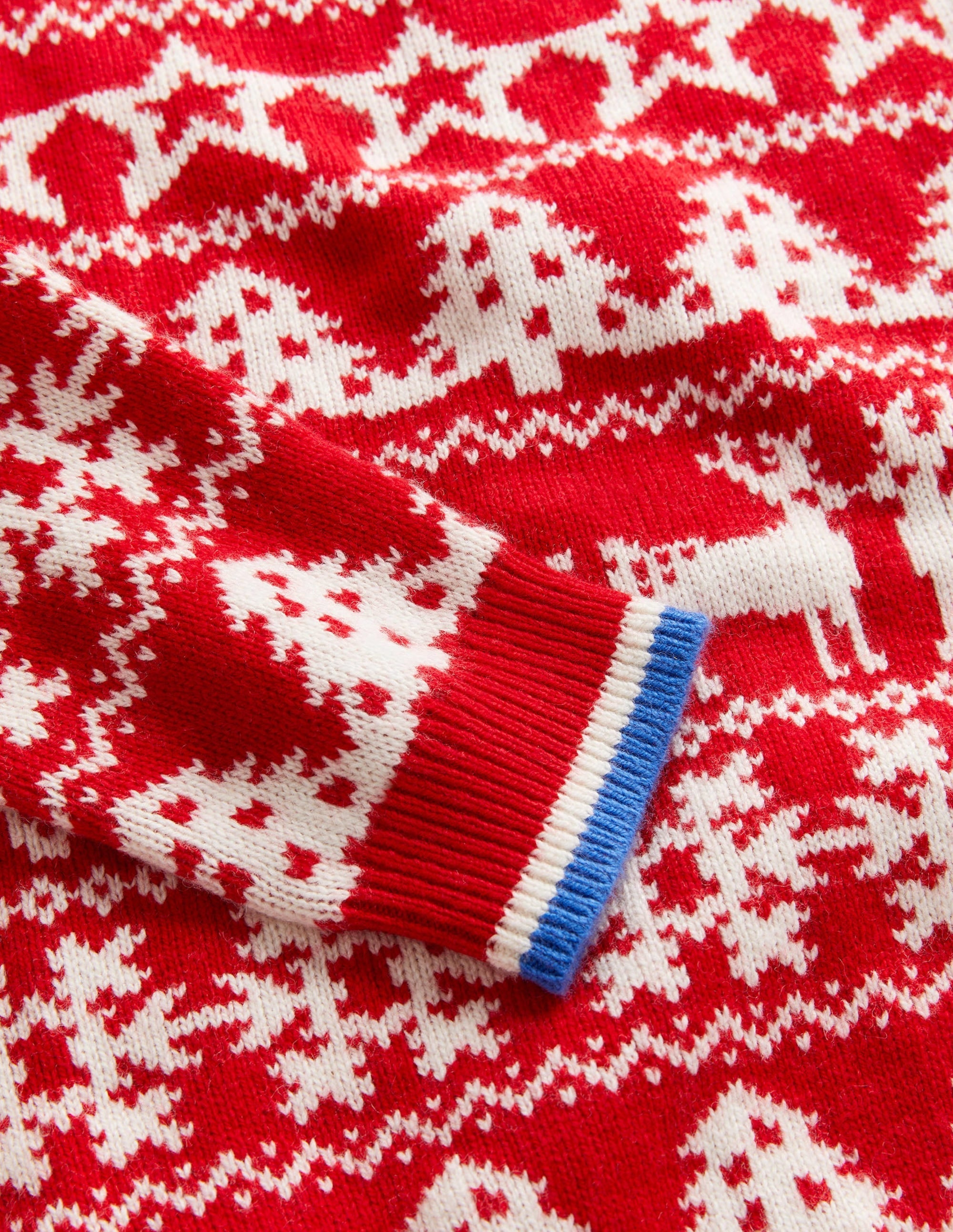 Red Fair Isle Christmas Jumper-Rockabilly Red - Image 3