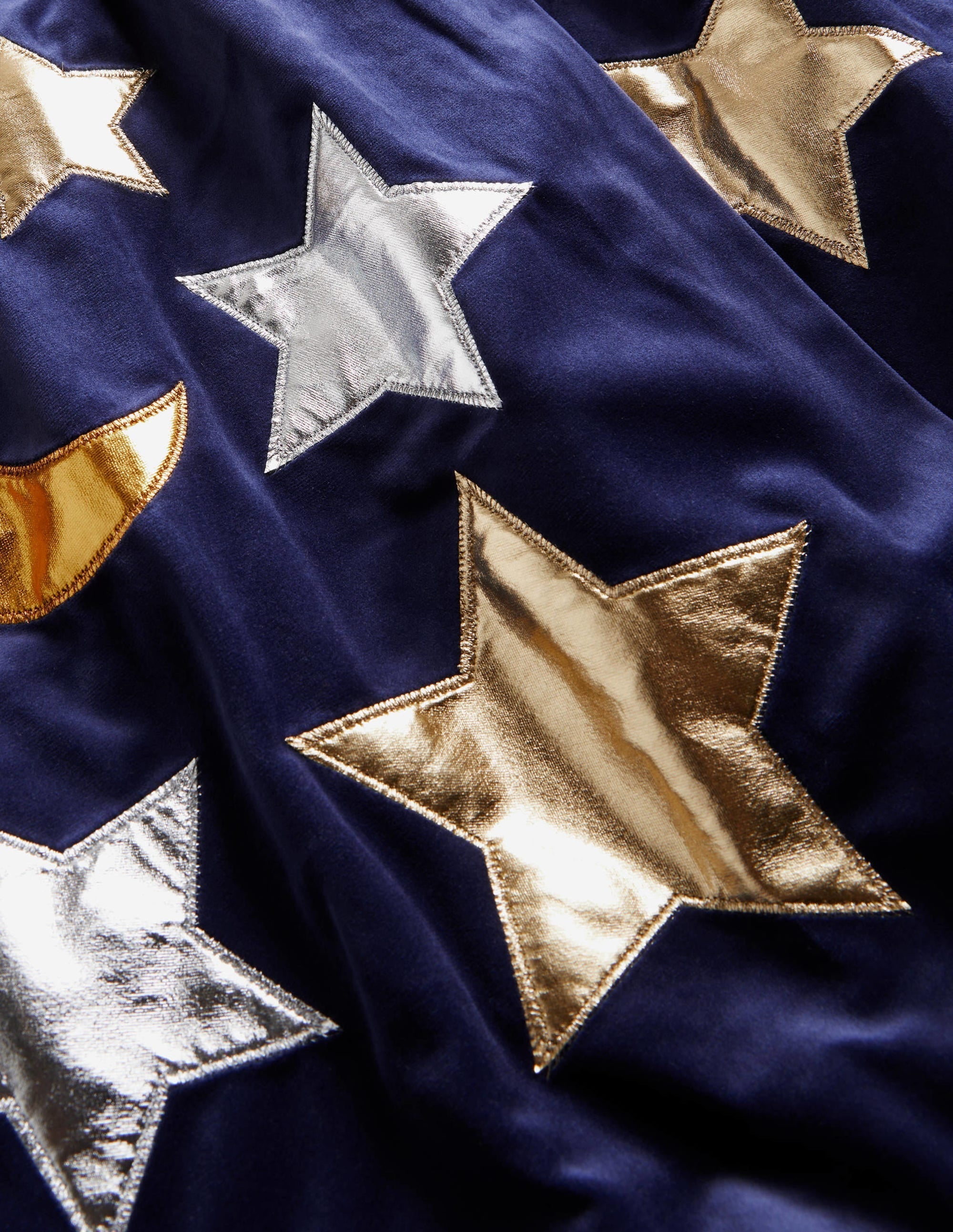 Navy Embroidered Stars Velvet Halloween Cape-College Navy - Image 3
