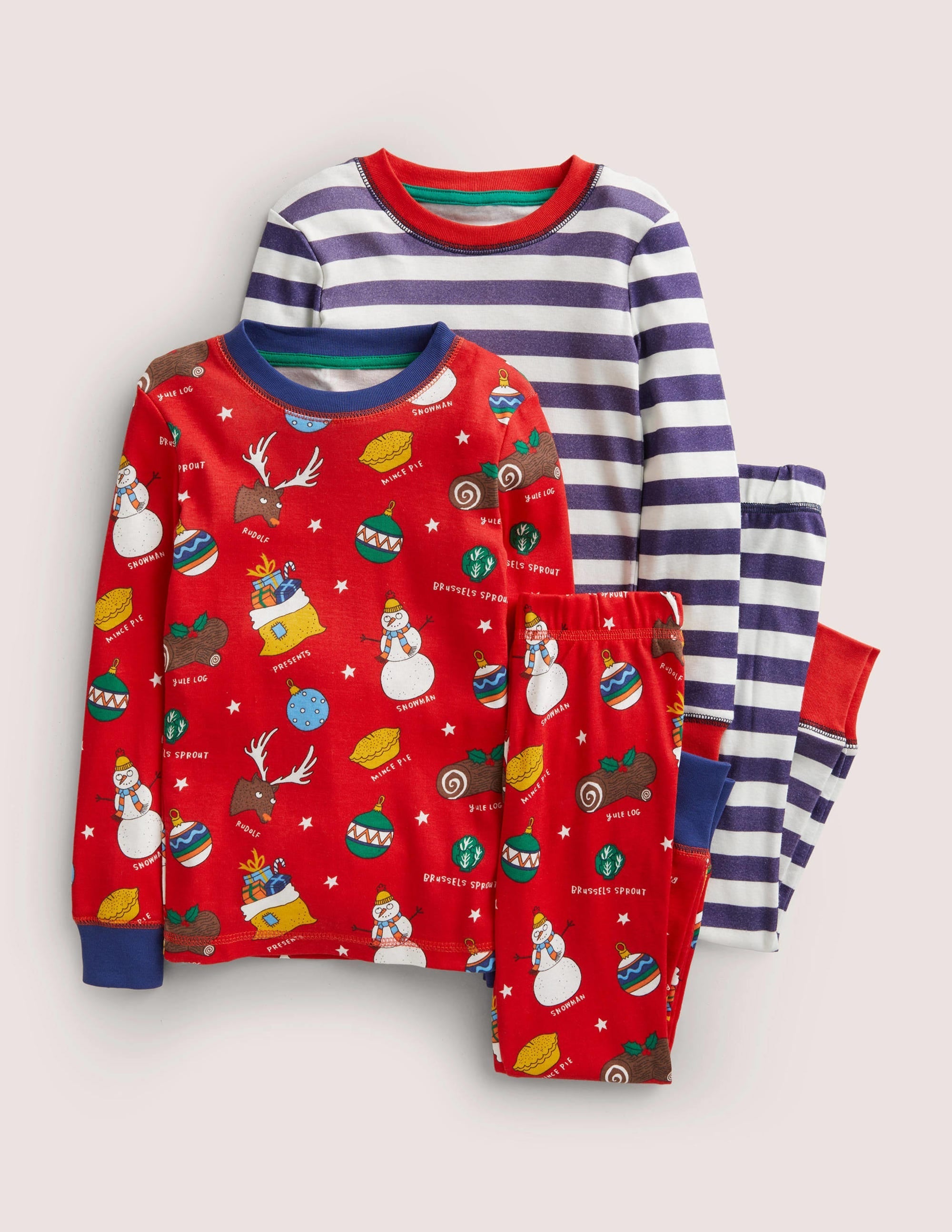 Snug Twin Pack Long Pyjamas-Rockabilly Red Happy Christmas - Image 1