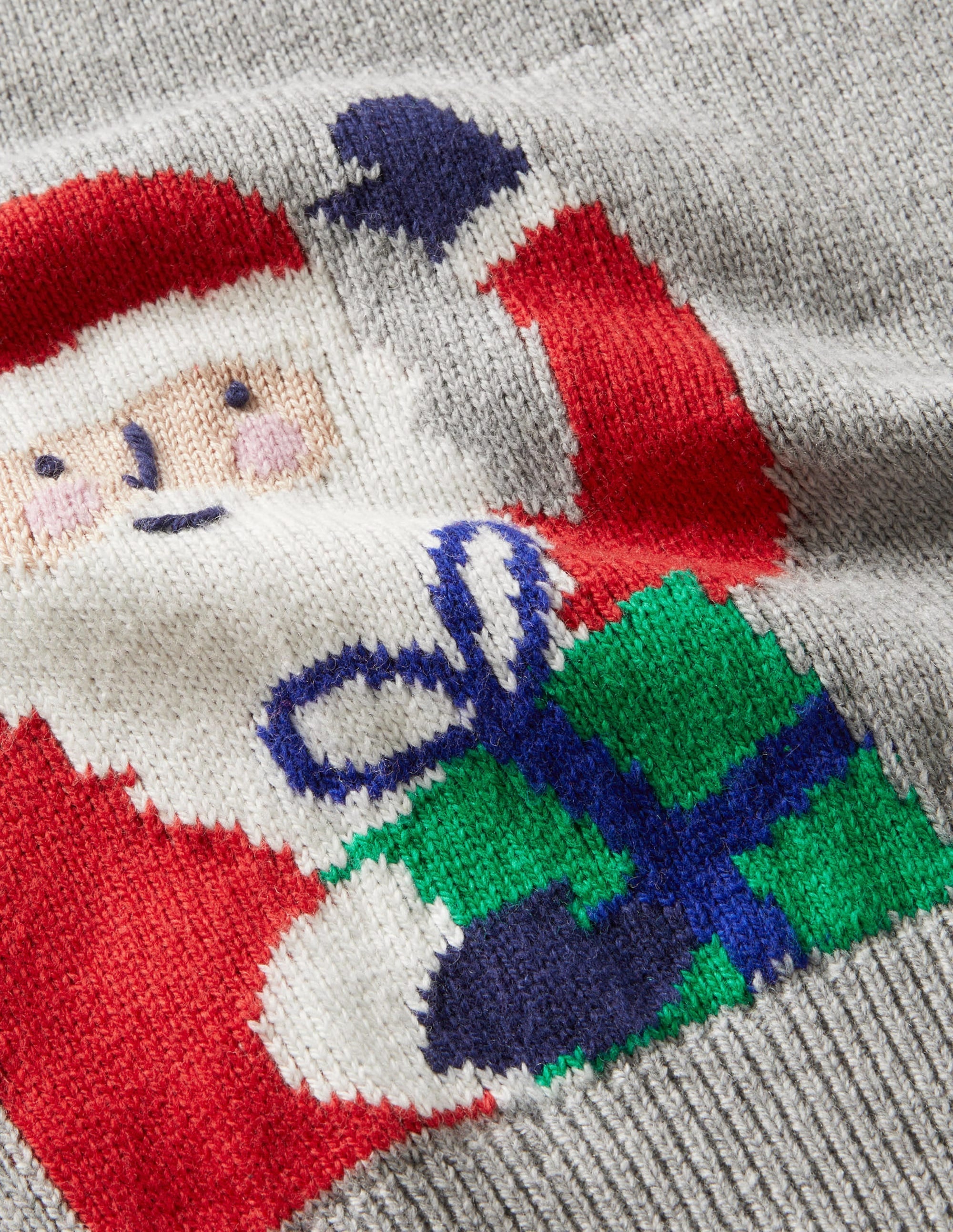 Grey Stripe Festive Christmas Jumper-Grey Marl Festive Friends - Image 3