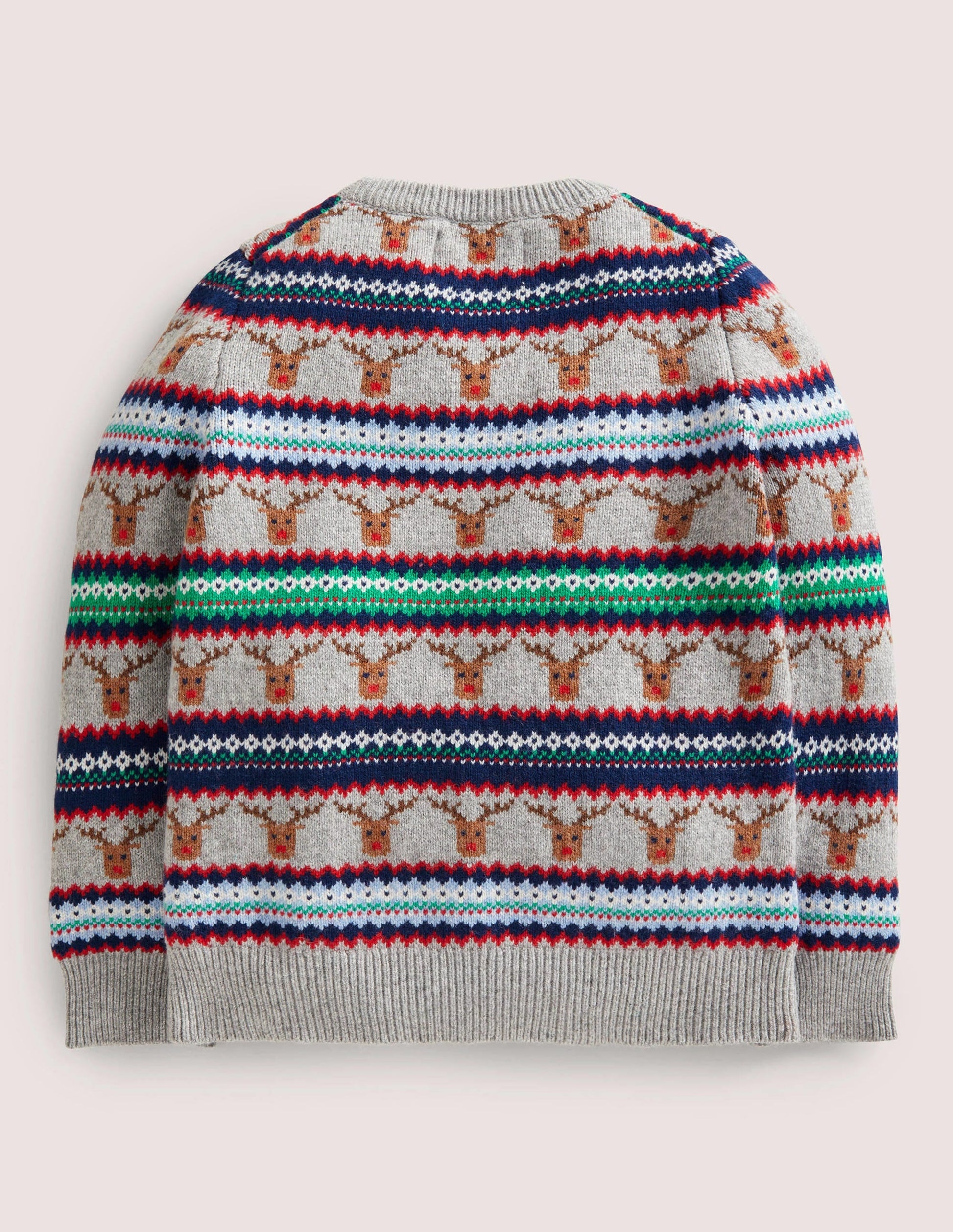 Reindeer Fair Isle Jumper-Grey Marl-2