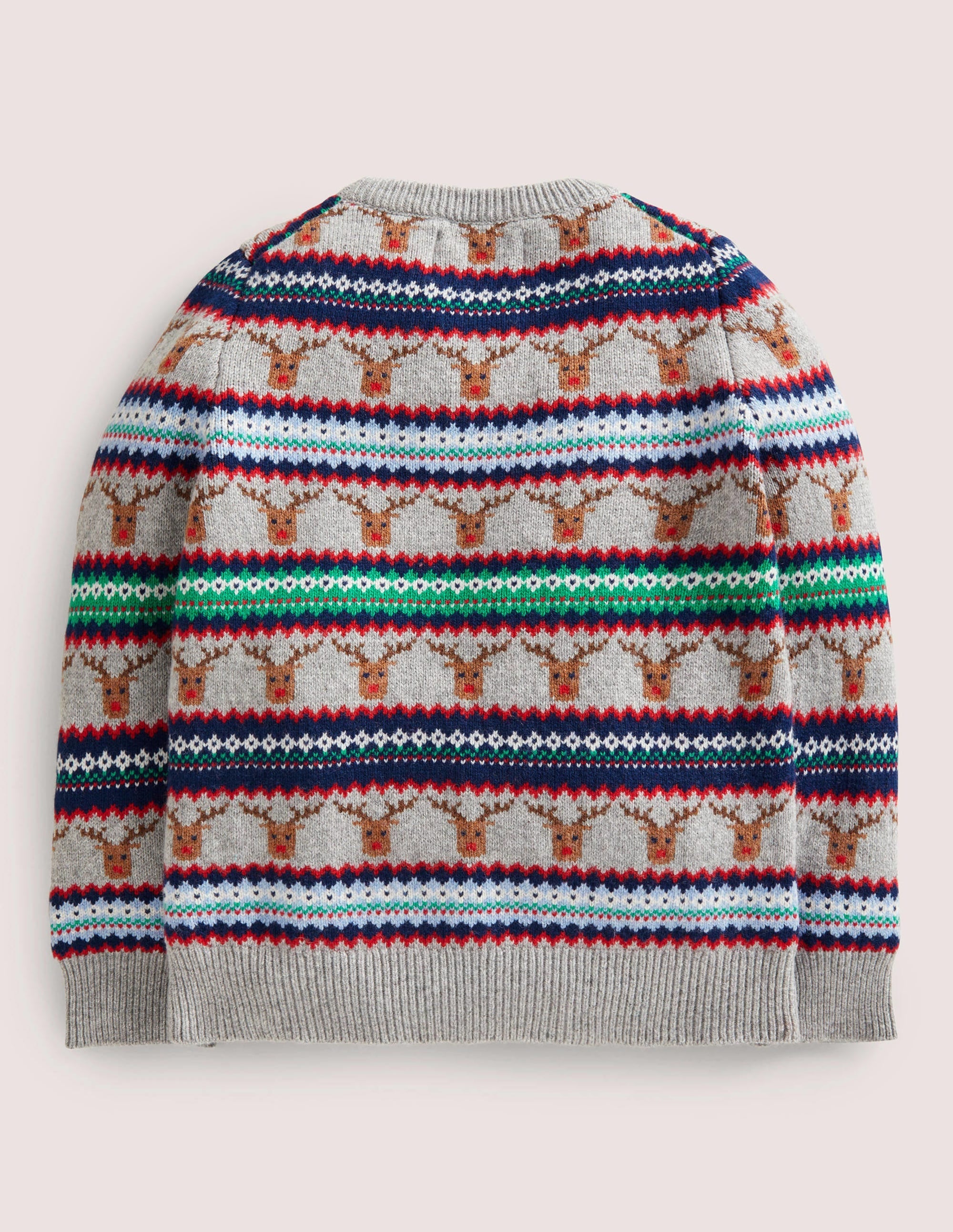 Reindeer Fair Isle Jumper-Grey Marl - Image 2