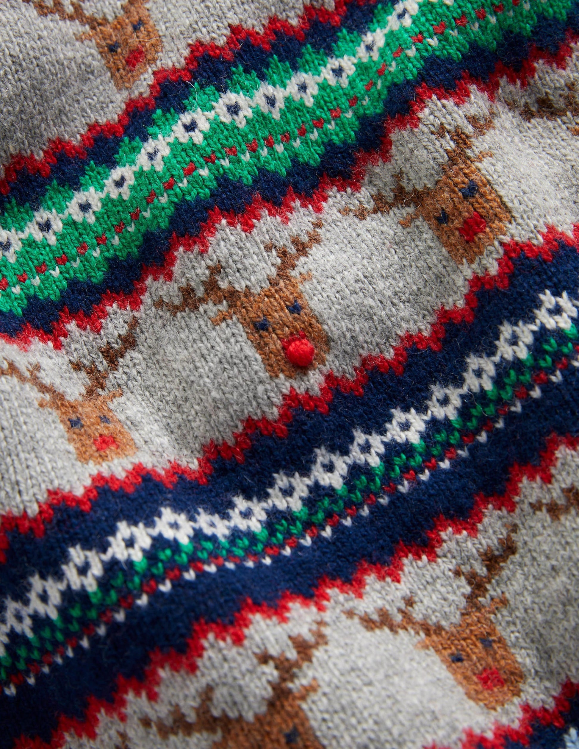 Reindeer Fair Isle Jumper-Grey Marl-3