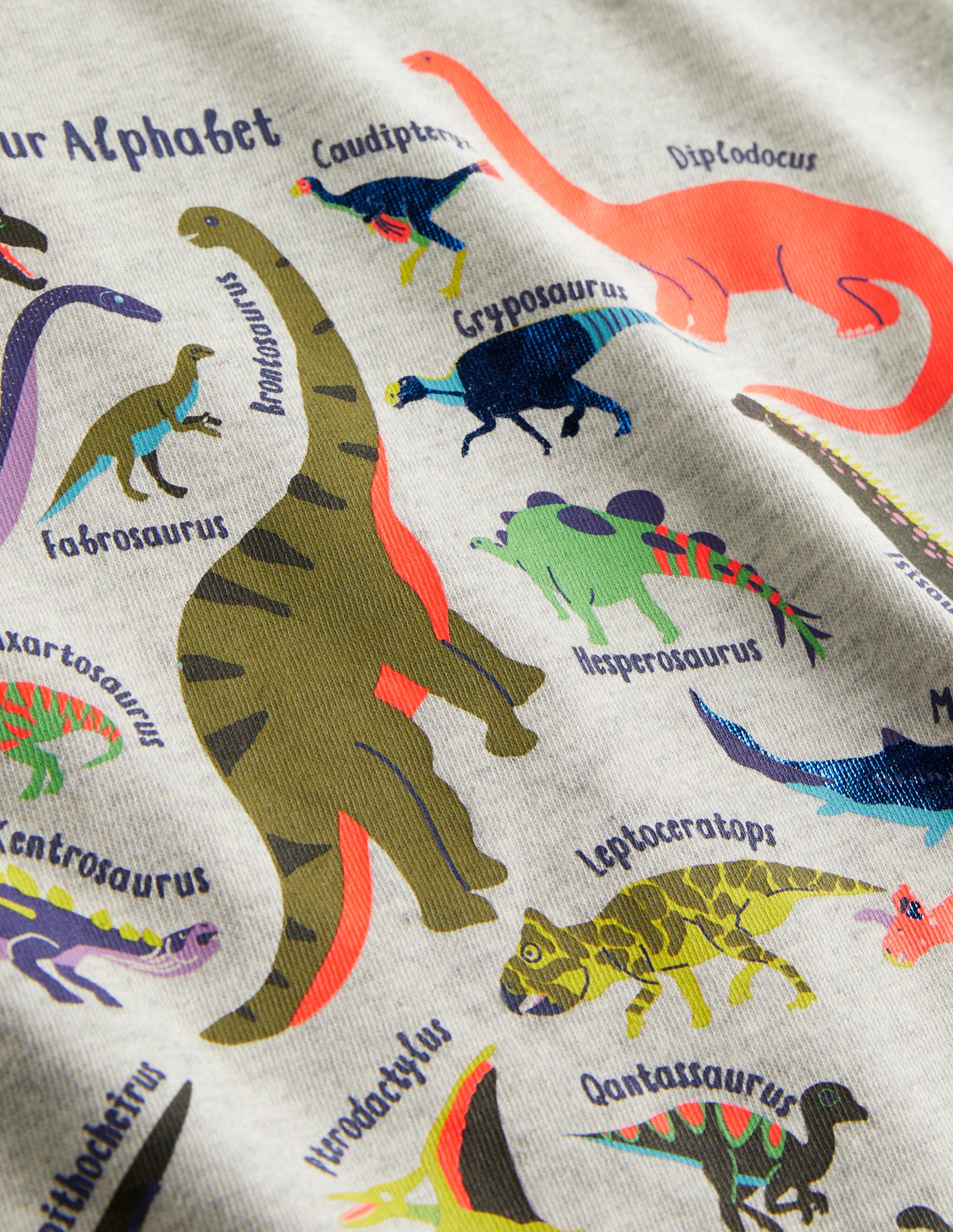 Long Sleeved Graphic T-shirt-Silver Marl Dinos - Image 3