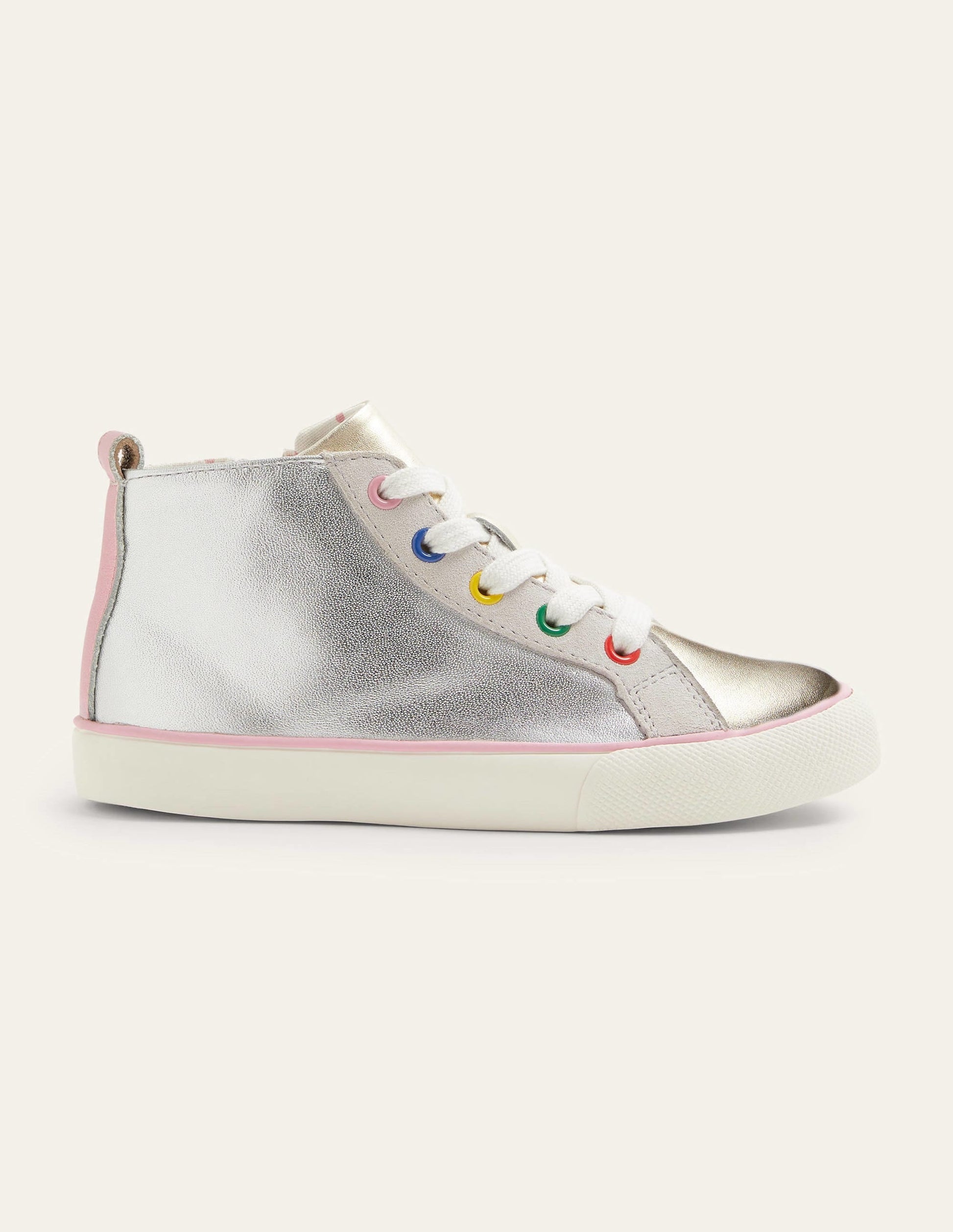 Leather High Top-Silver Rainbow-1