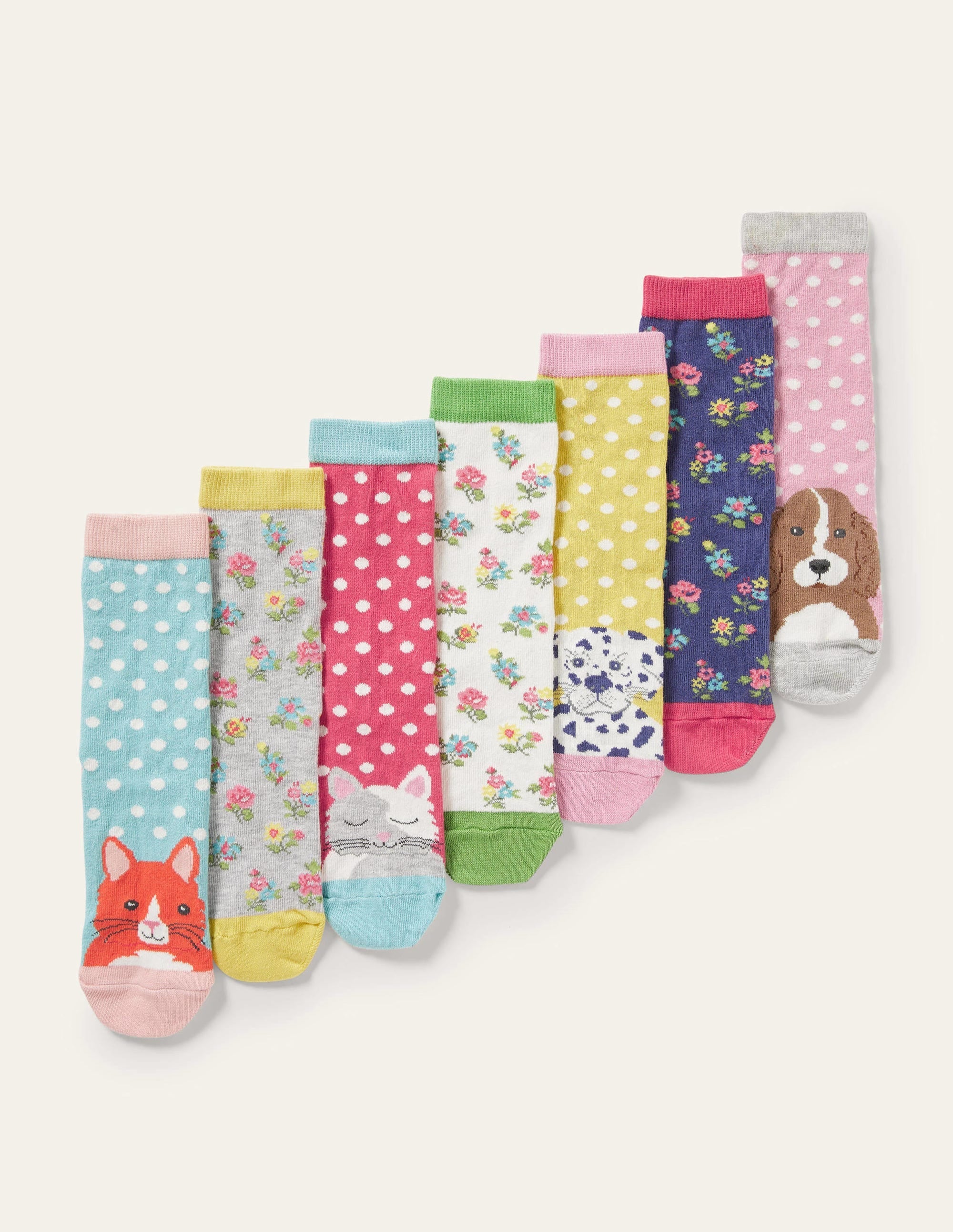 Socks 7 Pack-Multi Floral Pets - Image 1