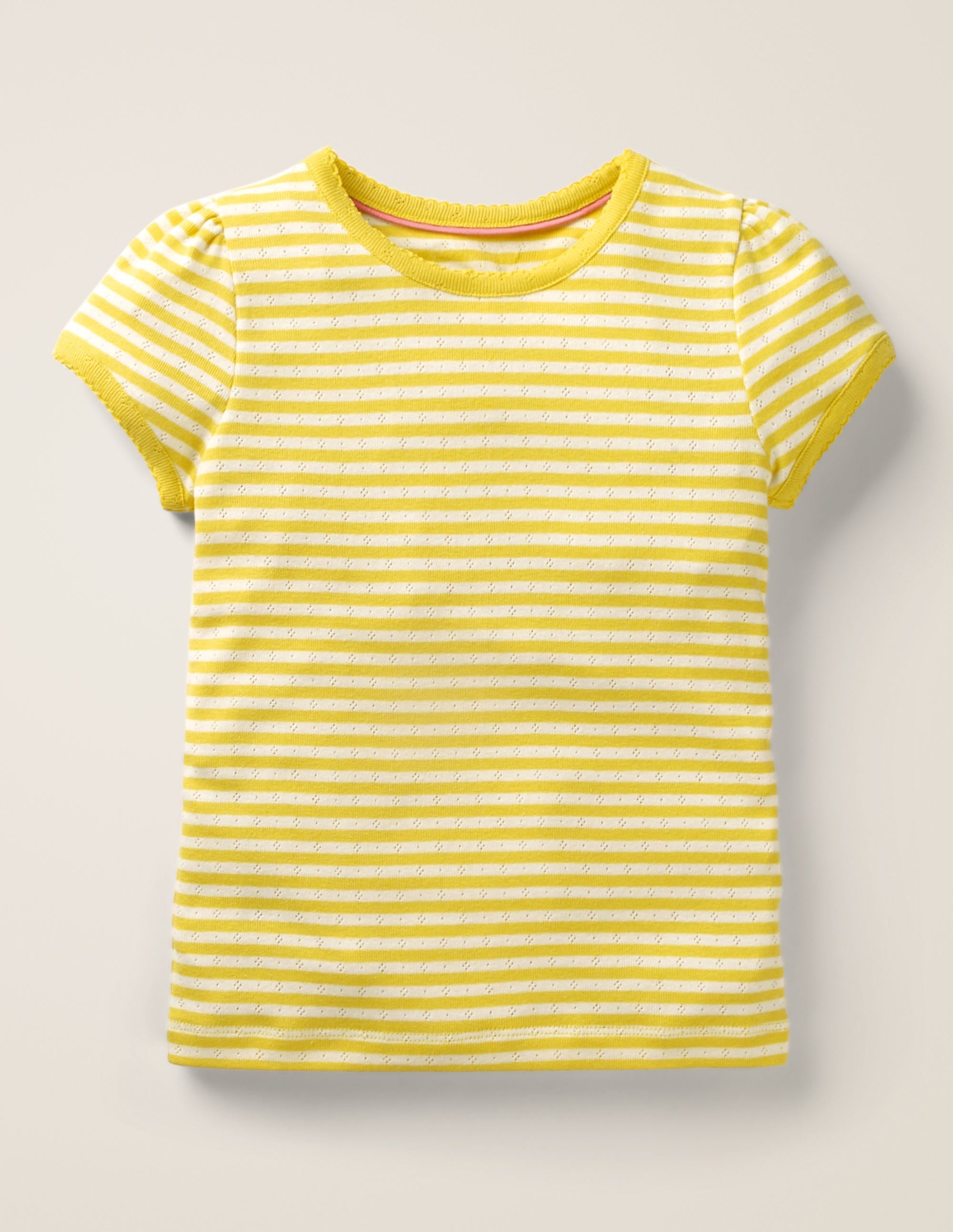 Short-Sleeved Pointelle Top-Daffodil Yellow/Ivory - Image 1