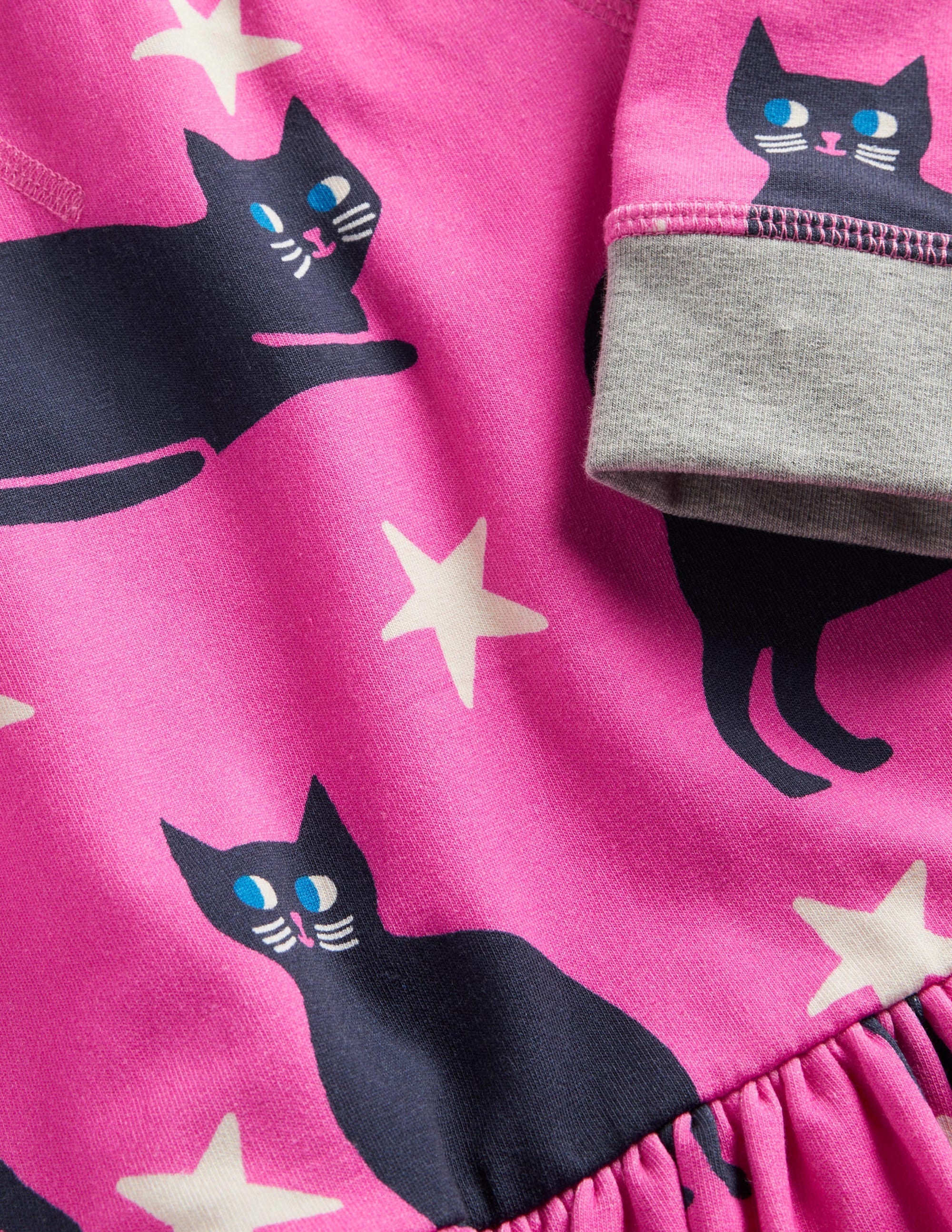 Pink Halloween Cats Sweatshirt Dress-Tickled Pink Cats - Image 3