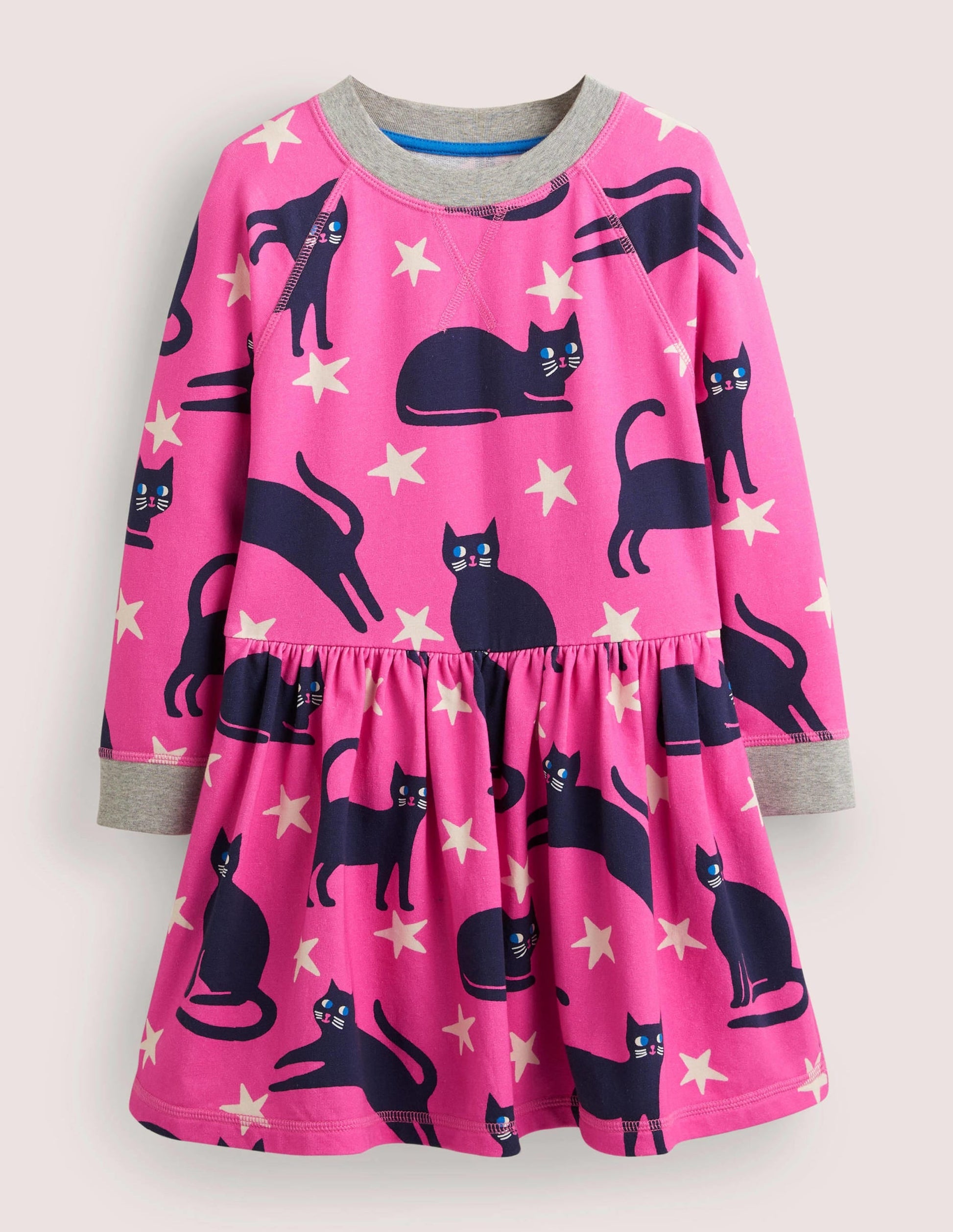 Pink Halloween Cats Sweatshirt Dress-Tickled Pink Cats-1