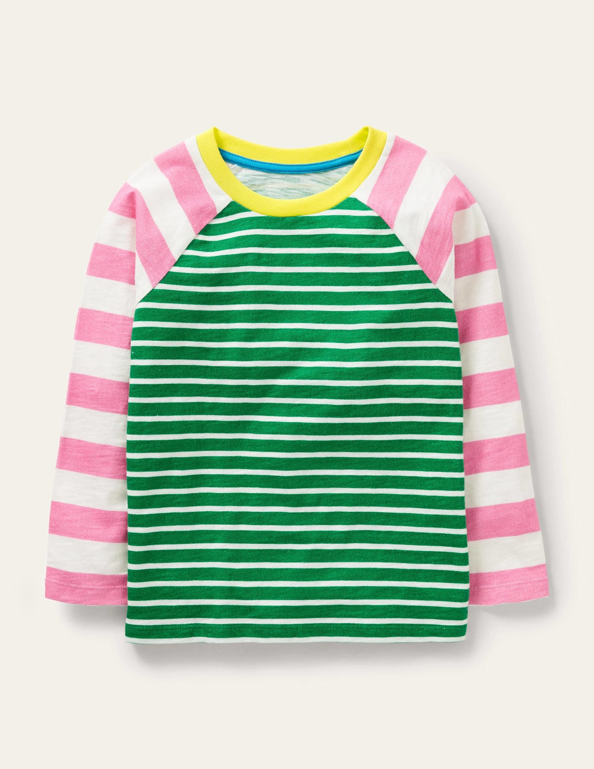 Slub Raglan T-shirt-Highland Green/Ivory-1