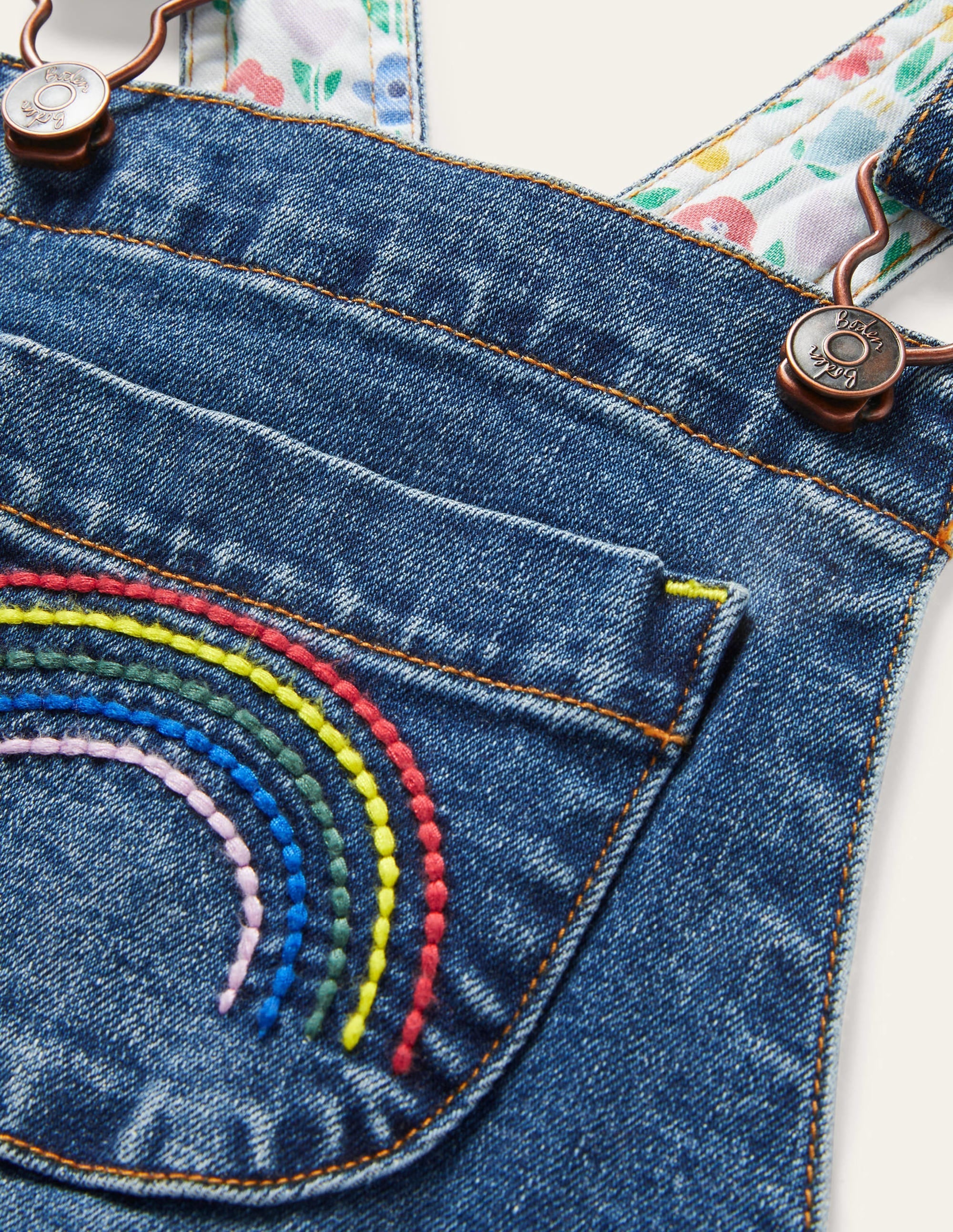 Fun Dungaree-Light Vintage Denim Rainbow - Image 3