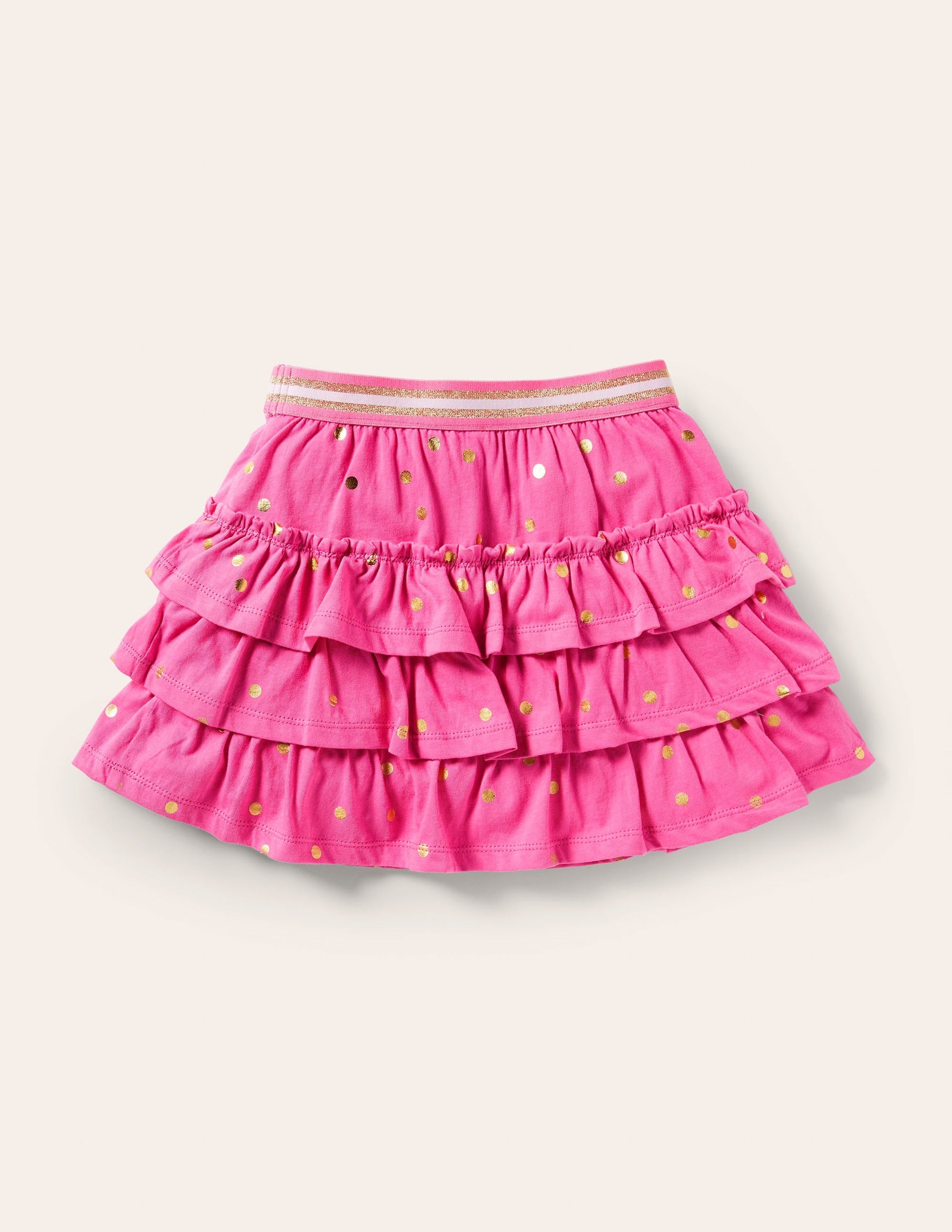 Jersey Ruffle Skort-Bright Petal Pink Gold Spot-2