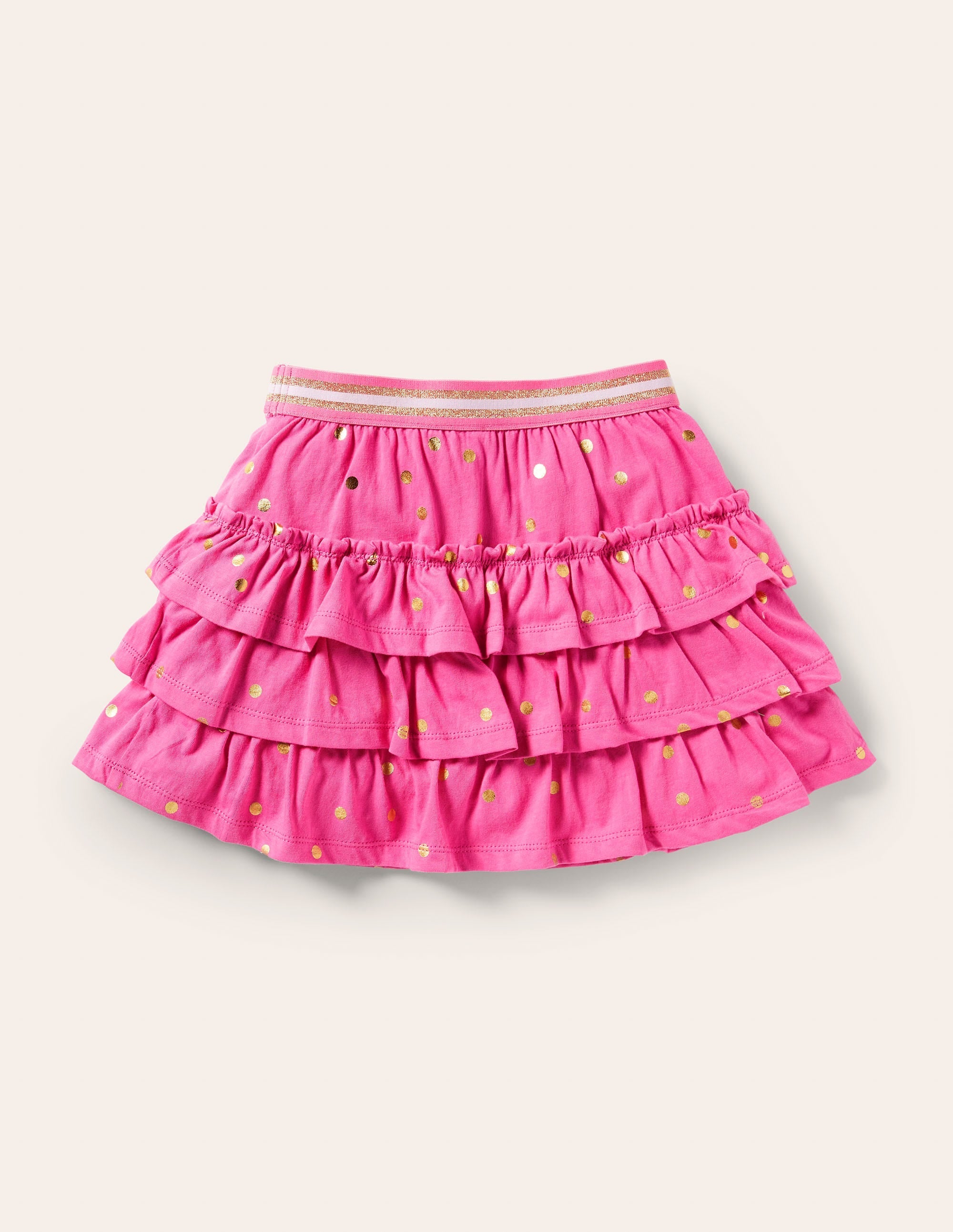Jersey Ruffle Skort-Bright Petal Pink Gold Spot - Image 2