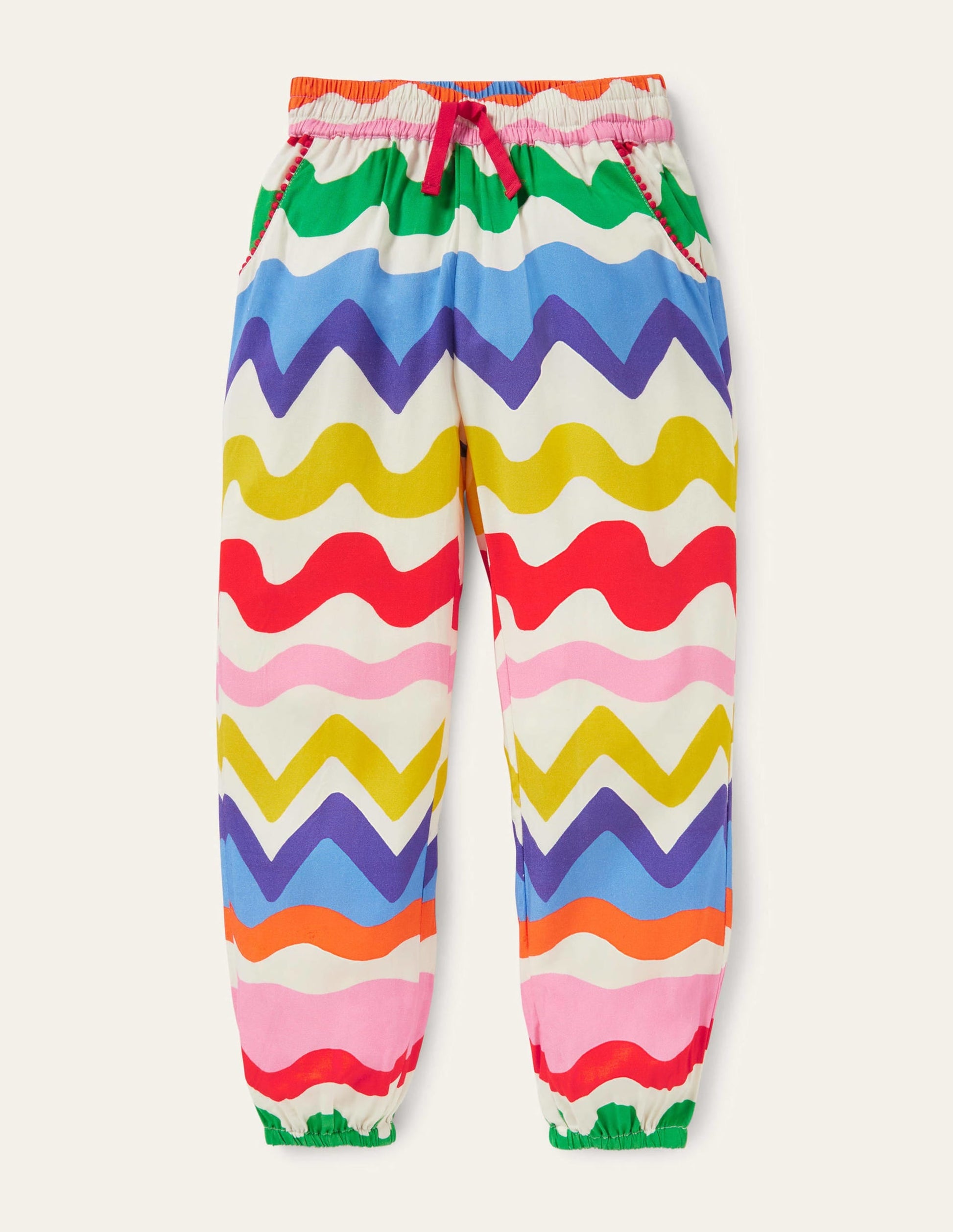 Relaxed Woven Printed Trousers-Multi Ric-rac-1