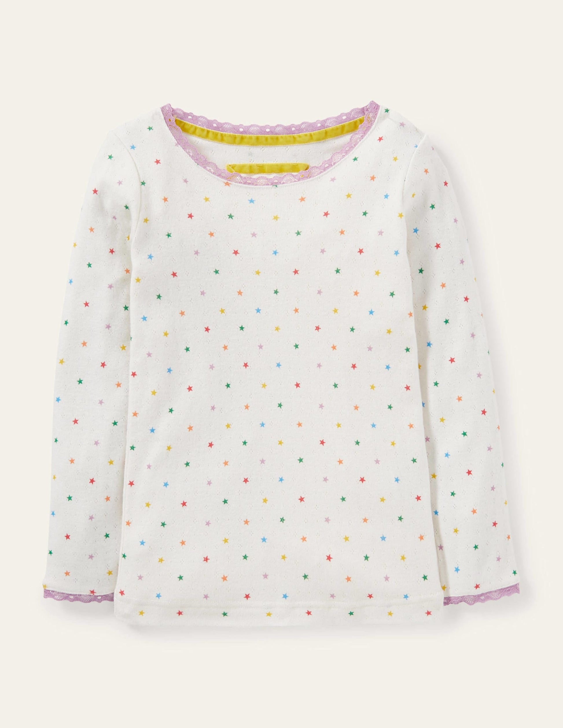 Supersoft Pointelle T-shirt-Ivory Multi Little Star-1
