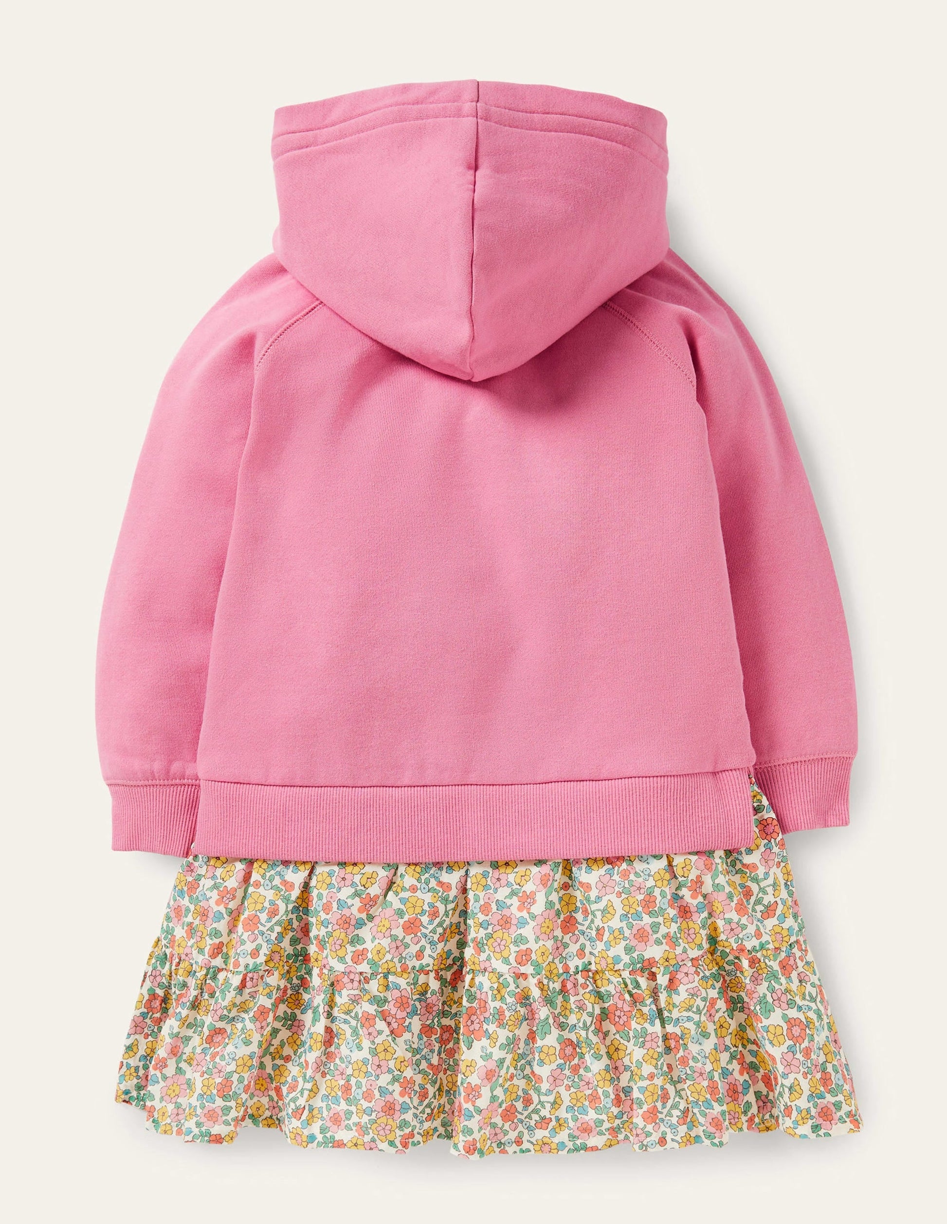 Cosy Hooded Sweat Dress-Pink Ditsy Floral-2