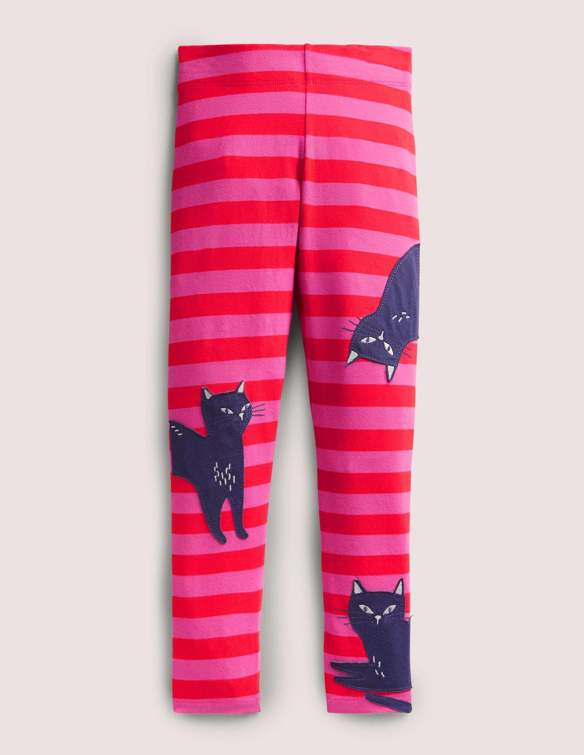 Pink Stripe Cat Print Halloween Leggings-Tickled Pink Cats-1
