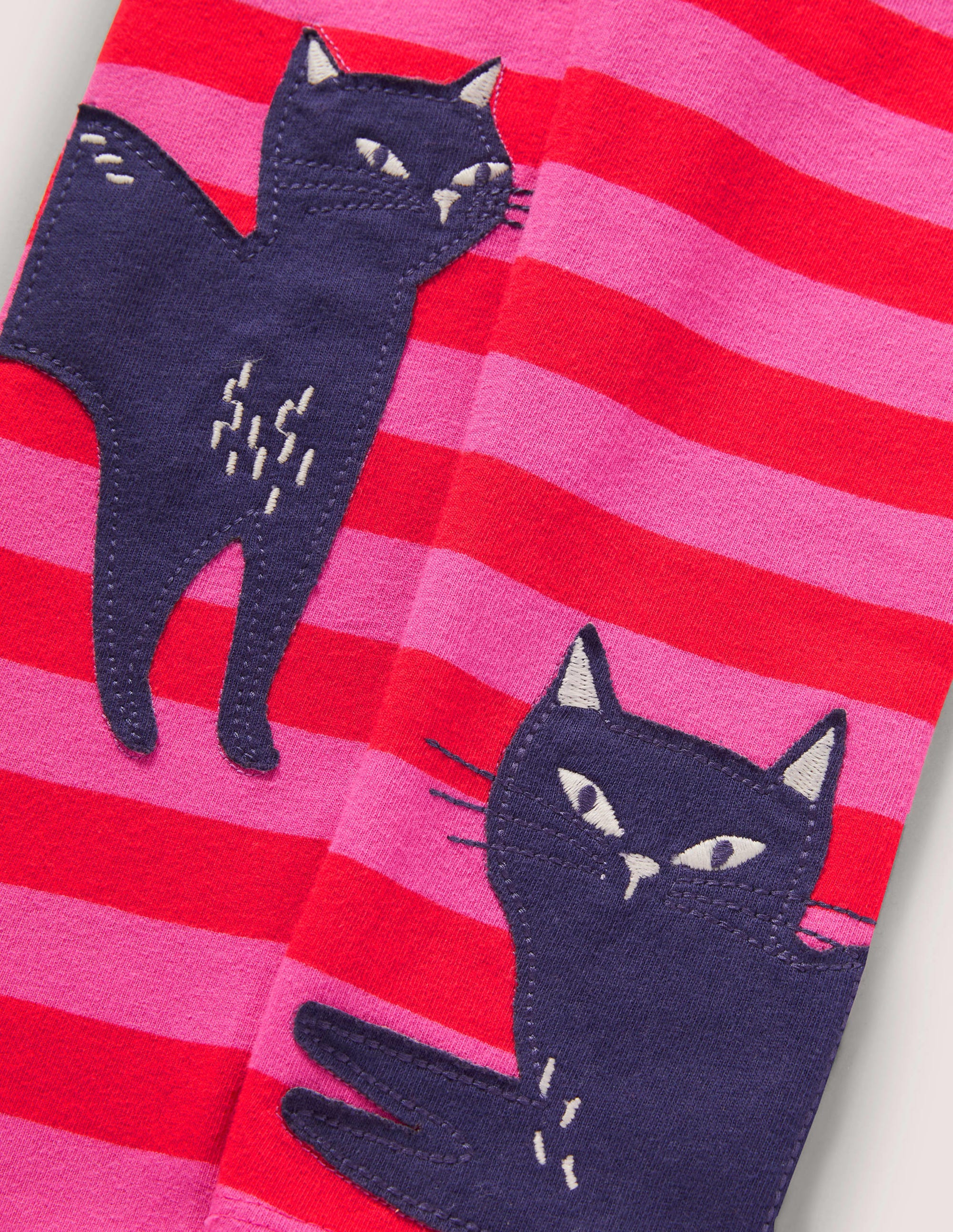 Pink Stripe Cat Print Halloween Leggings-Tickled Pink Cats - Image 3
