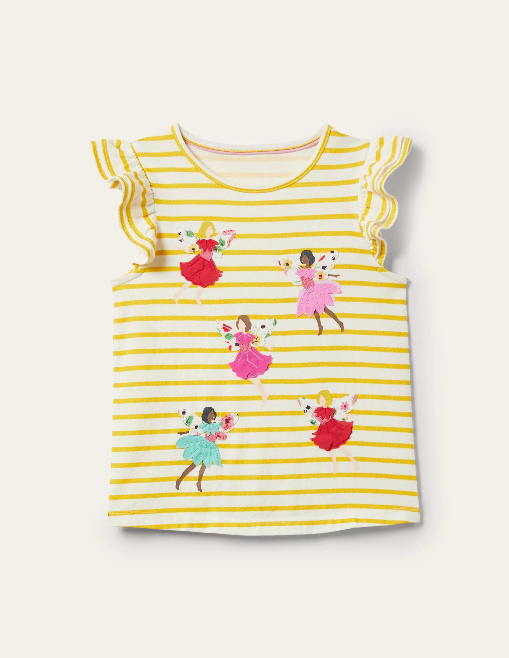 Ruffle Interest logo T-shirt-Daffodil Yellow Fairies-1