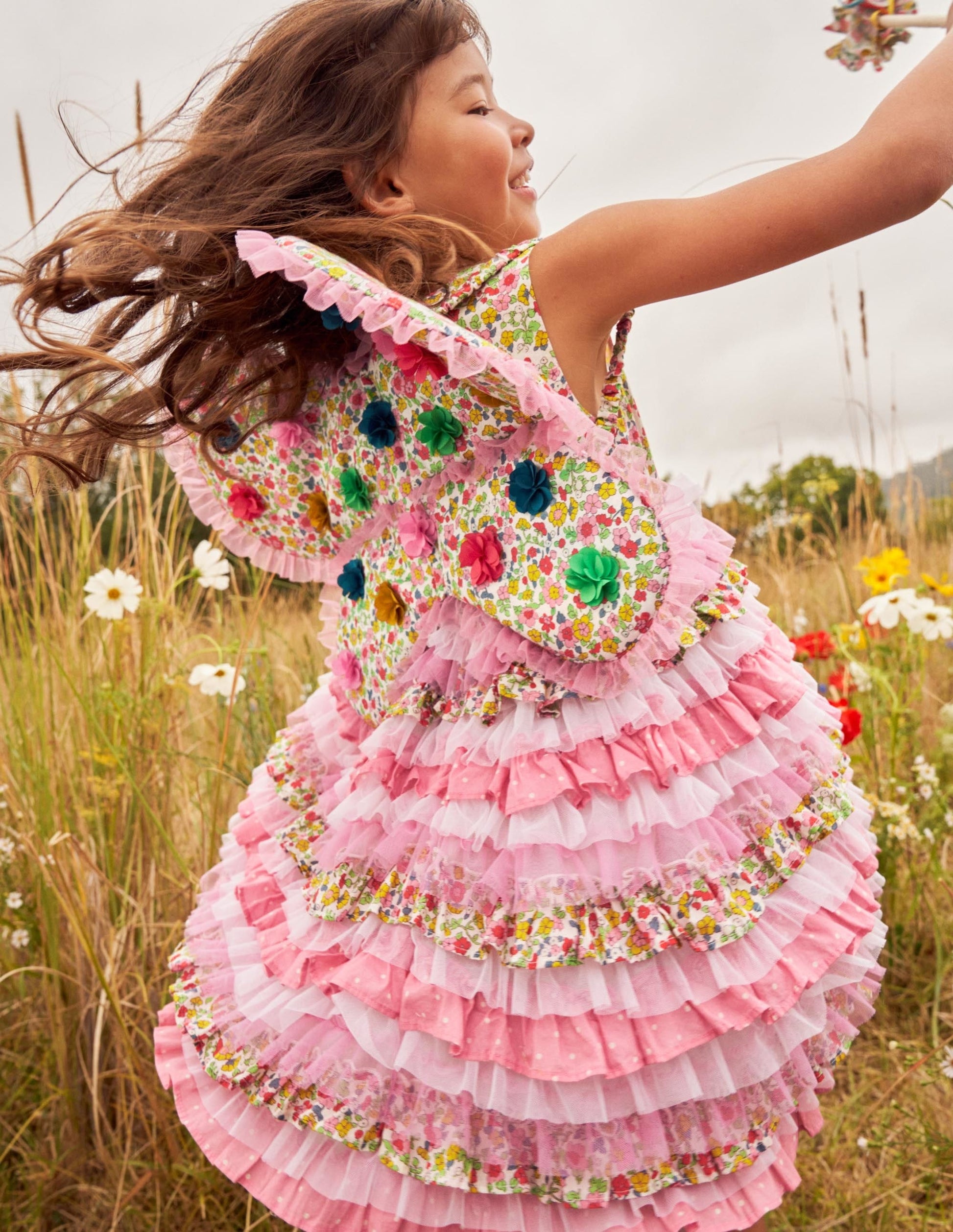 Tulle Ruffle Dress-Formica / Ivory Ditsy Floral-6