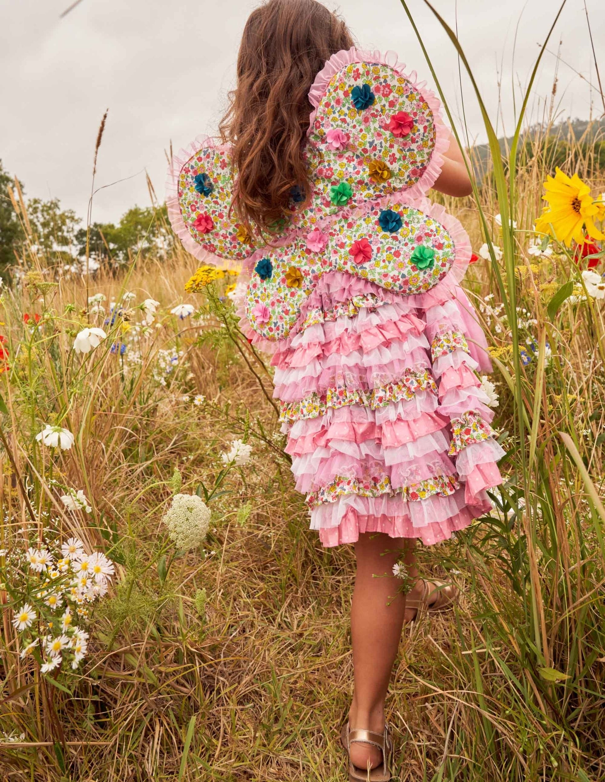 Tulle Ruffle Dress-Formica / Ivory Ditsy Floral-11