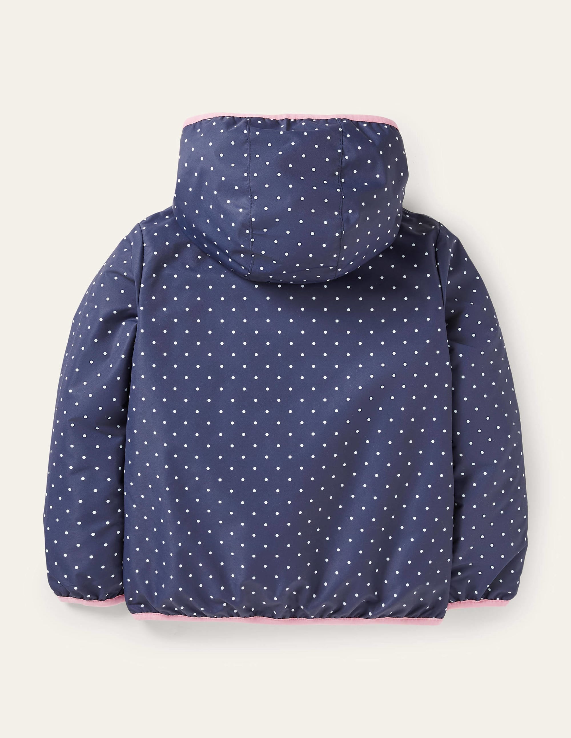 Navy Polka Dot Unicorn Rain Jacket-College Navy Pin Spot Unicorn - Image 2