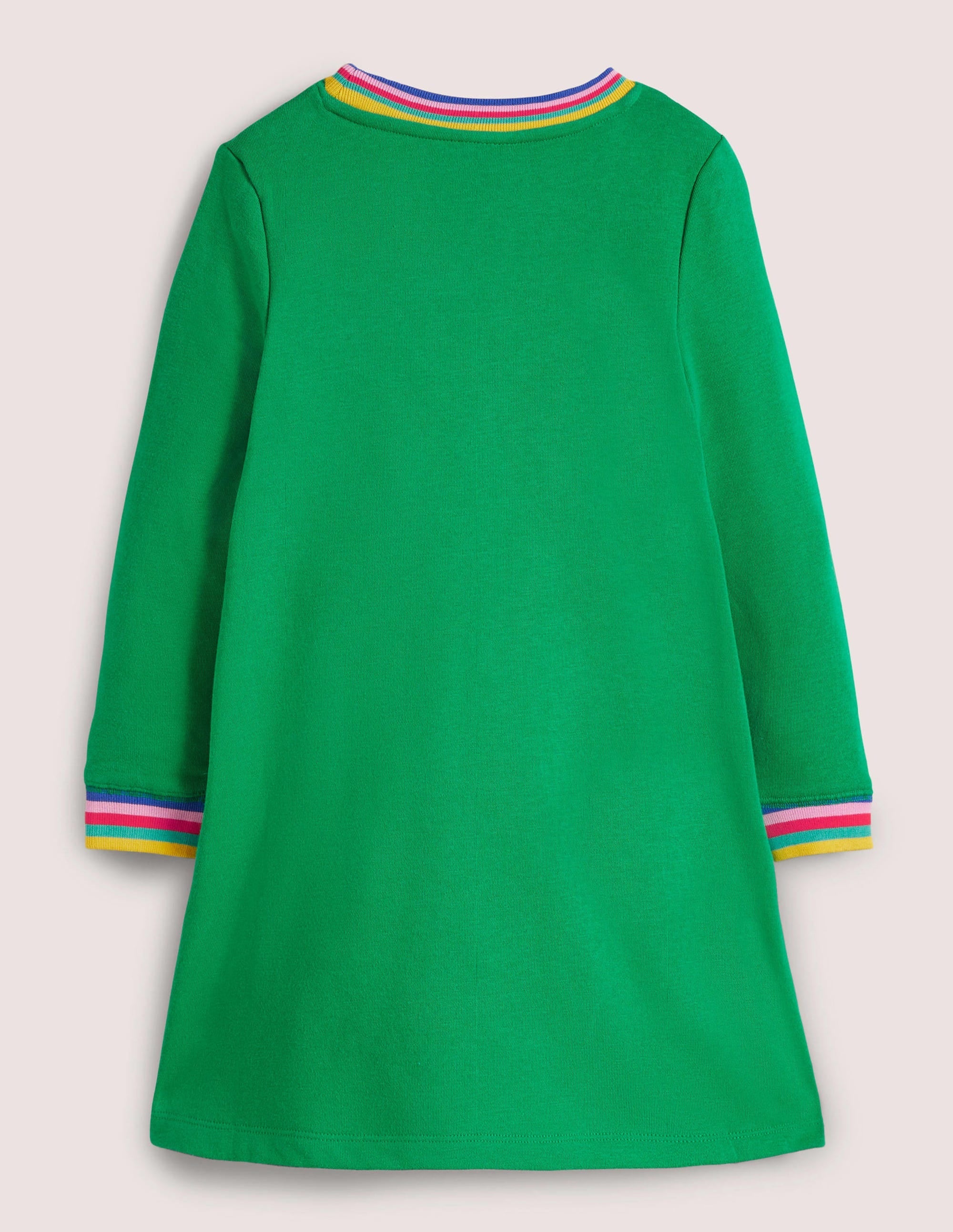 Green Rainbow Cat Print Sweatshirt Dress-Highland Green Cats - Image 2