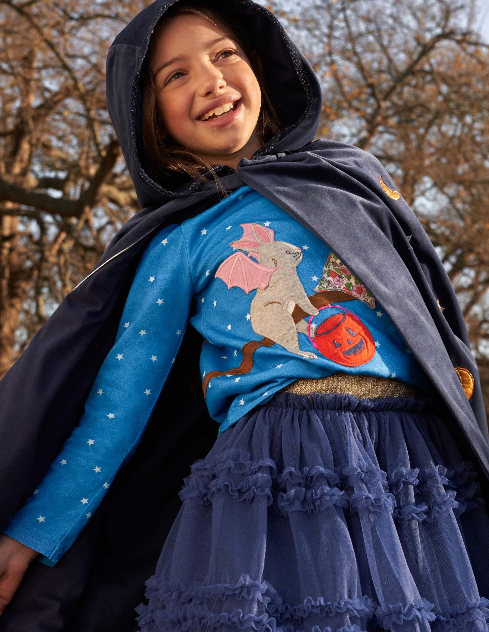 Front & Back Halloween Top-Bright Marina Blue Stars - Image 4