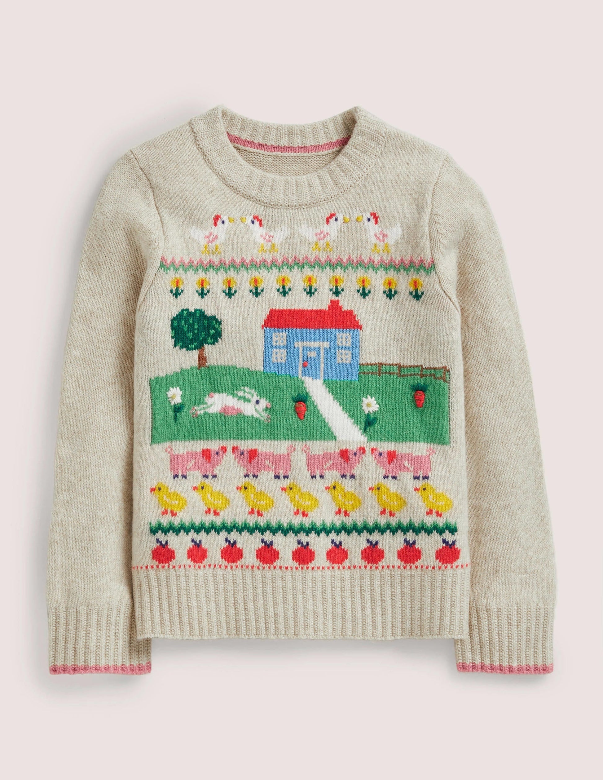 Farm House Jumper-Oatmeal Marl House Scene-1