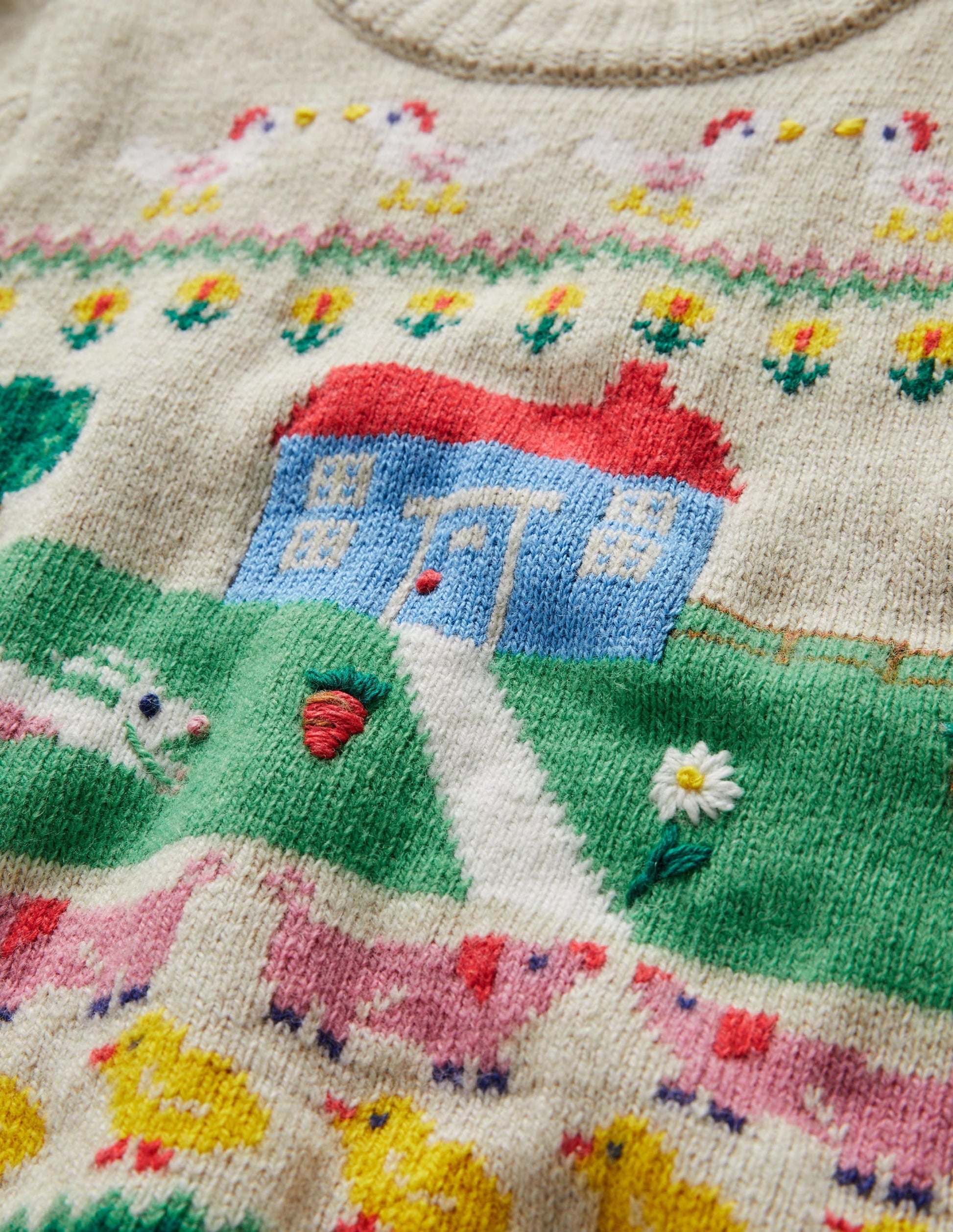 Farm House Jumper-Oatmeal Marl House Scene-3