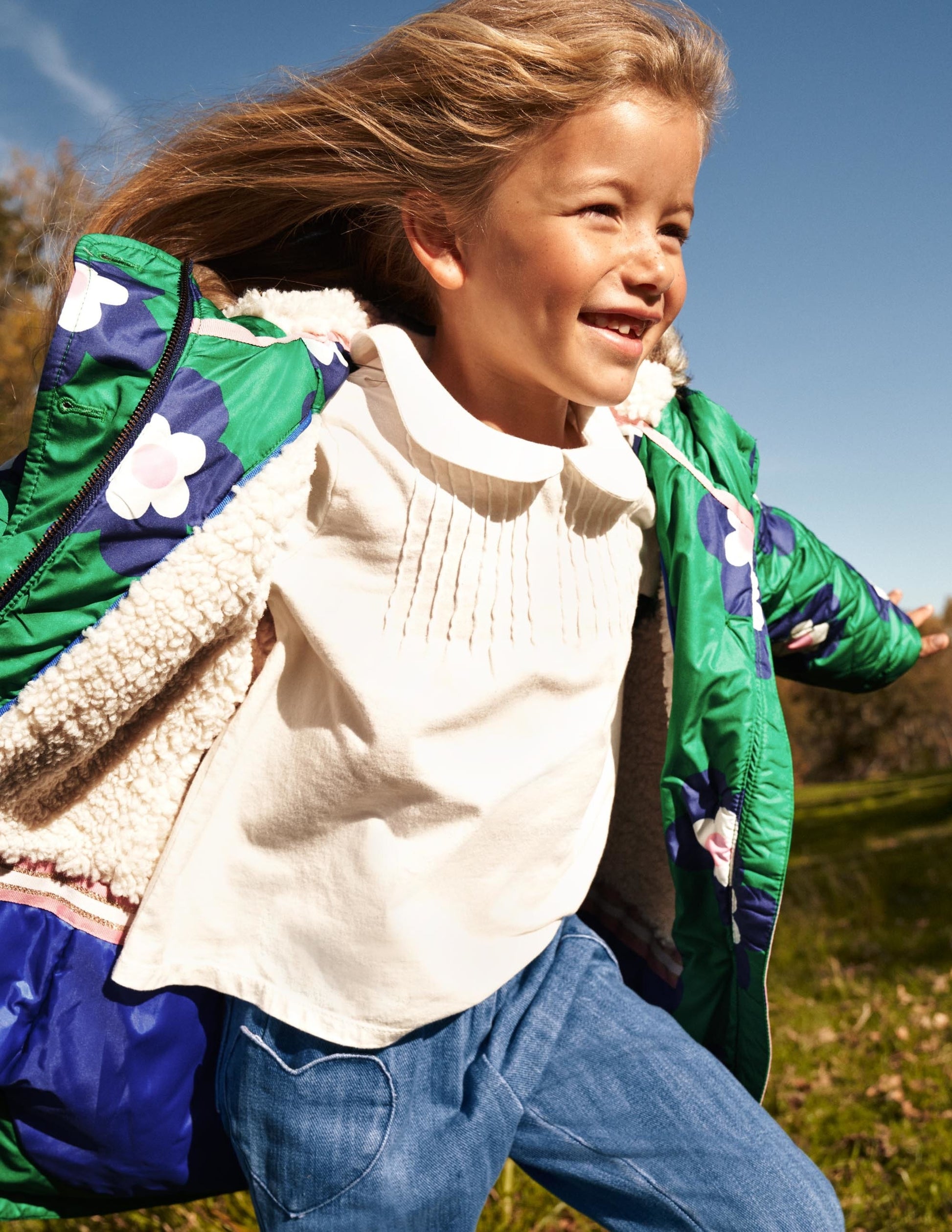 Green Floral Longline Quilted Jacket-Green Daisy Geo-6
