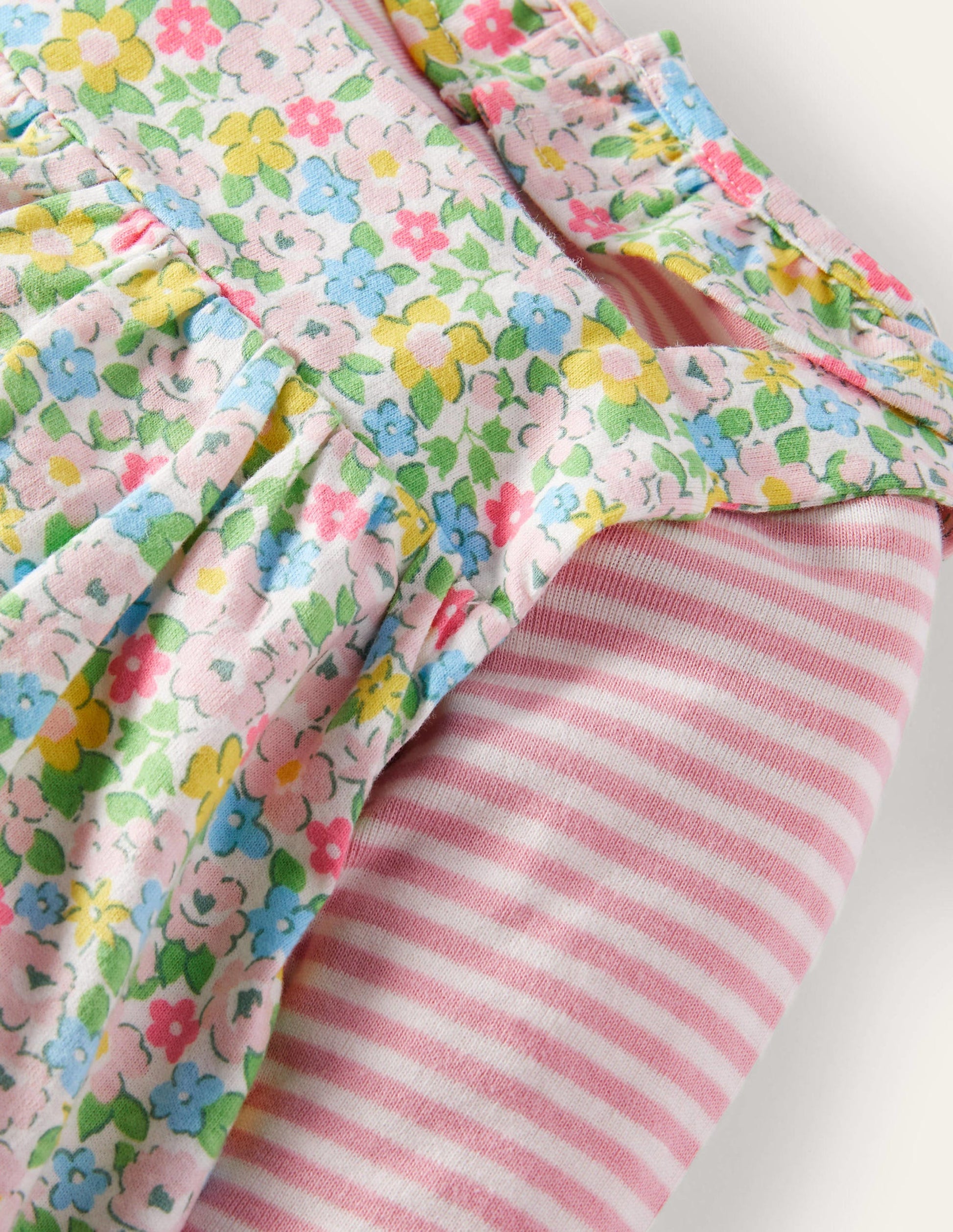 GOTS Organic Dungaree Set-Aqua Spring Floral-3
