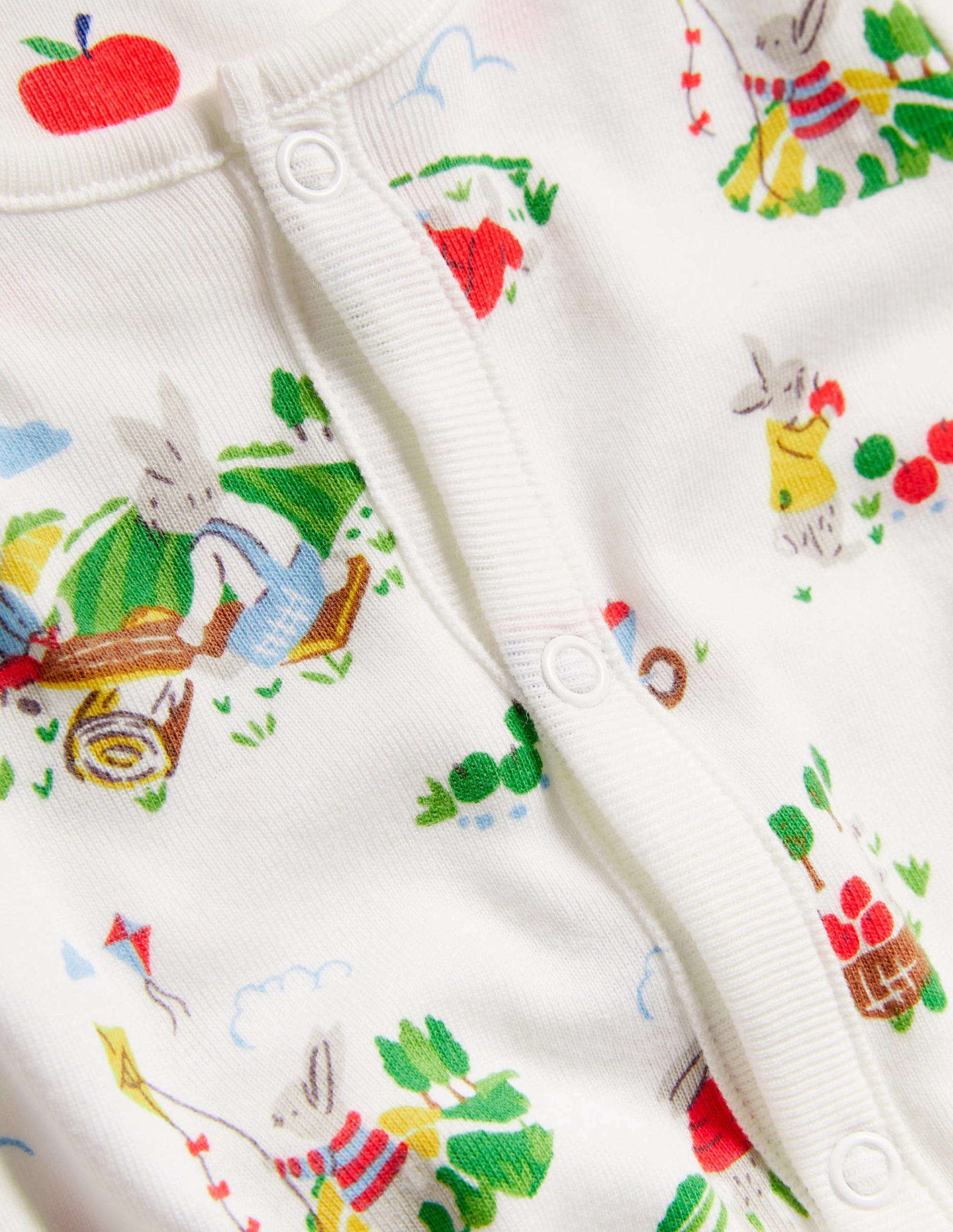 GOTS Organic 2 Pack Sleepsuit-Ivory Daydreaming Bunny-3