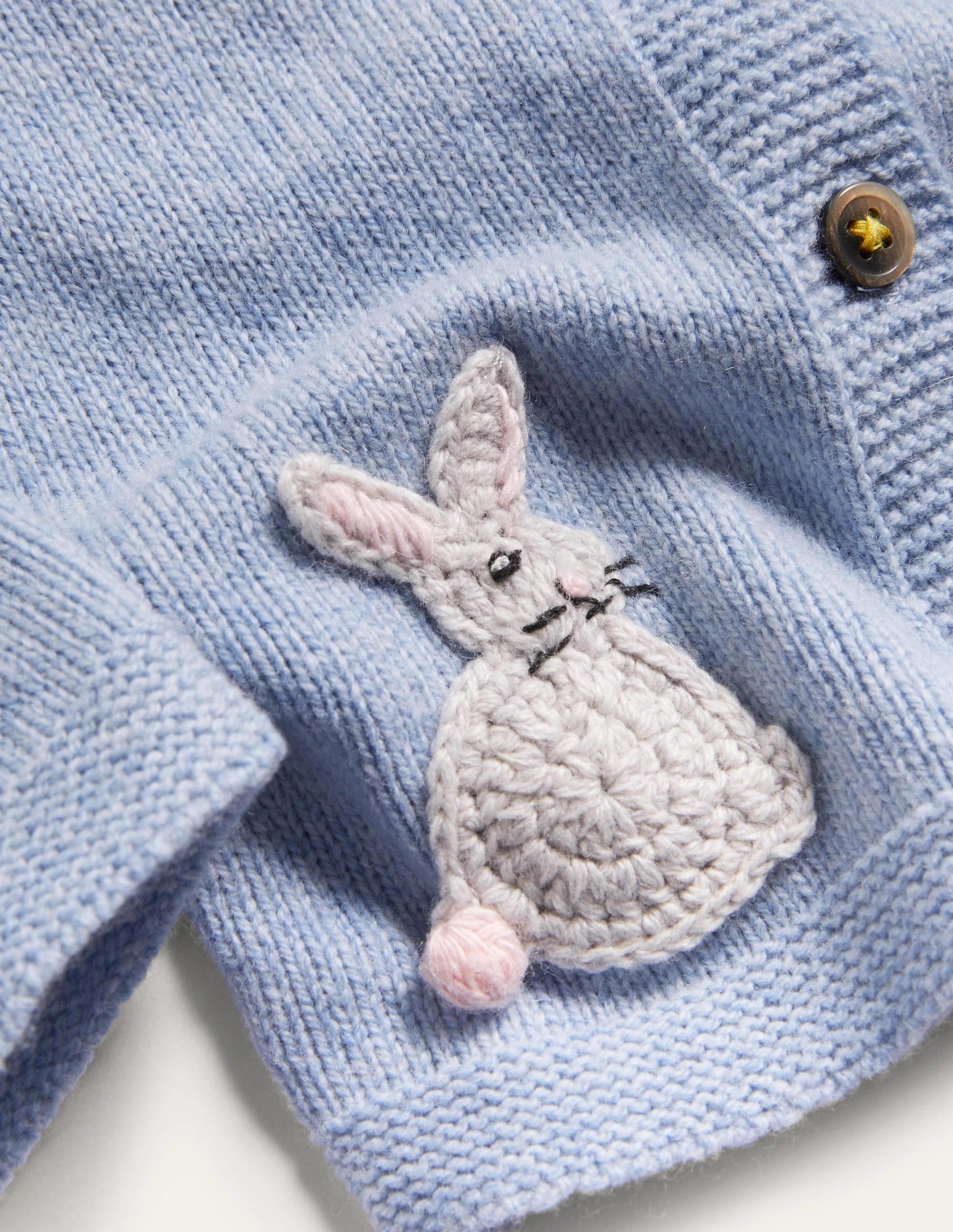 Newborn Crochet Cardigan-Frosted Blue Marl Bunnies-3