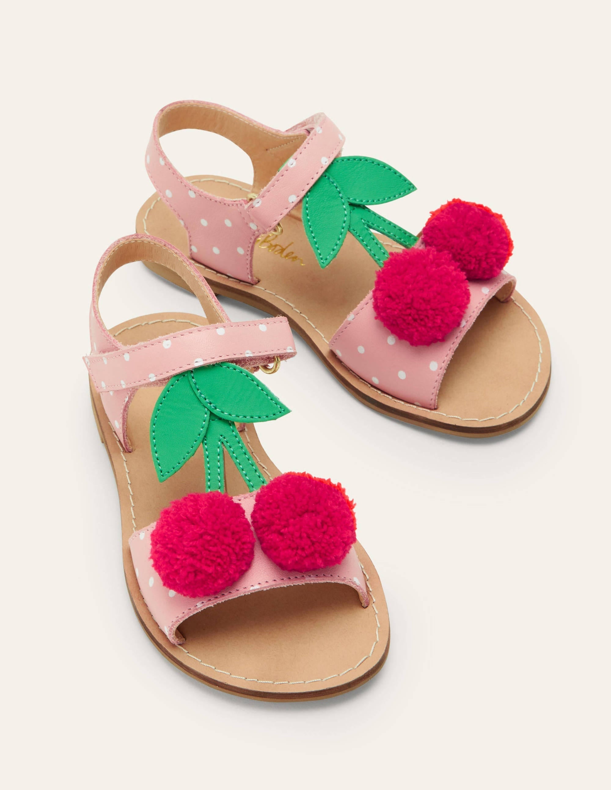 Fun Leather Sandals-Pink Cherries - Image 1