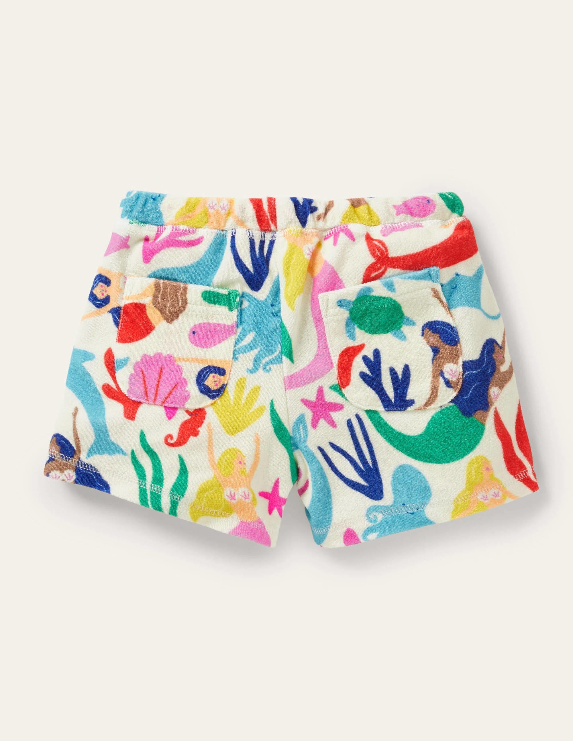 Towelling Shorts-Ivory Mermaid Collage - Image 2