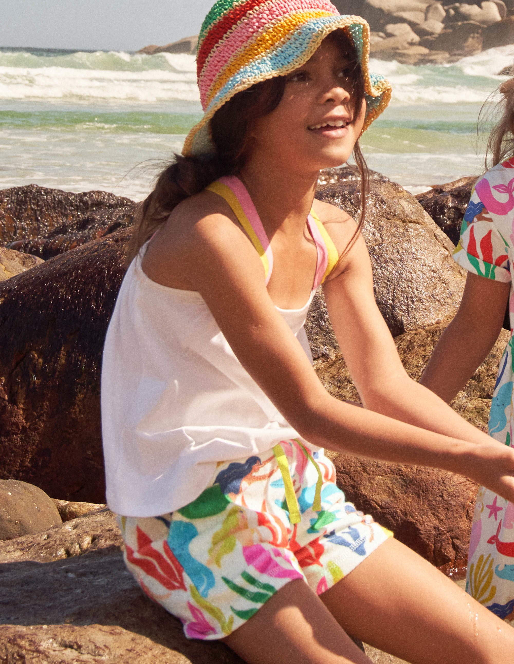 Towelling Shorts-Ivory Mermaid Collage - Image 6