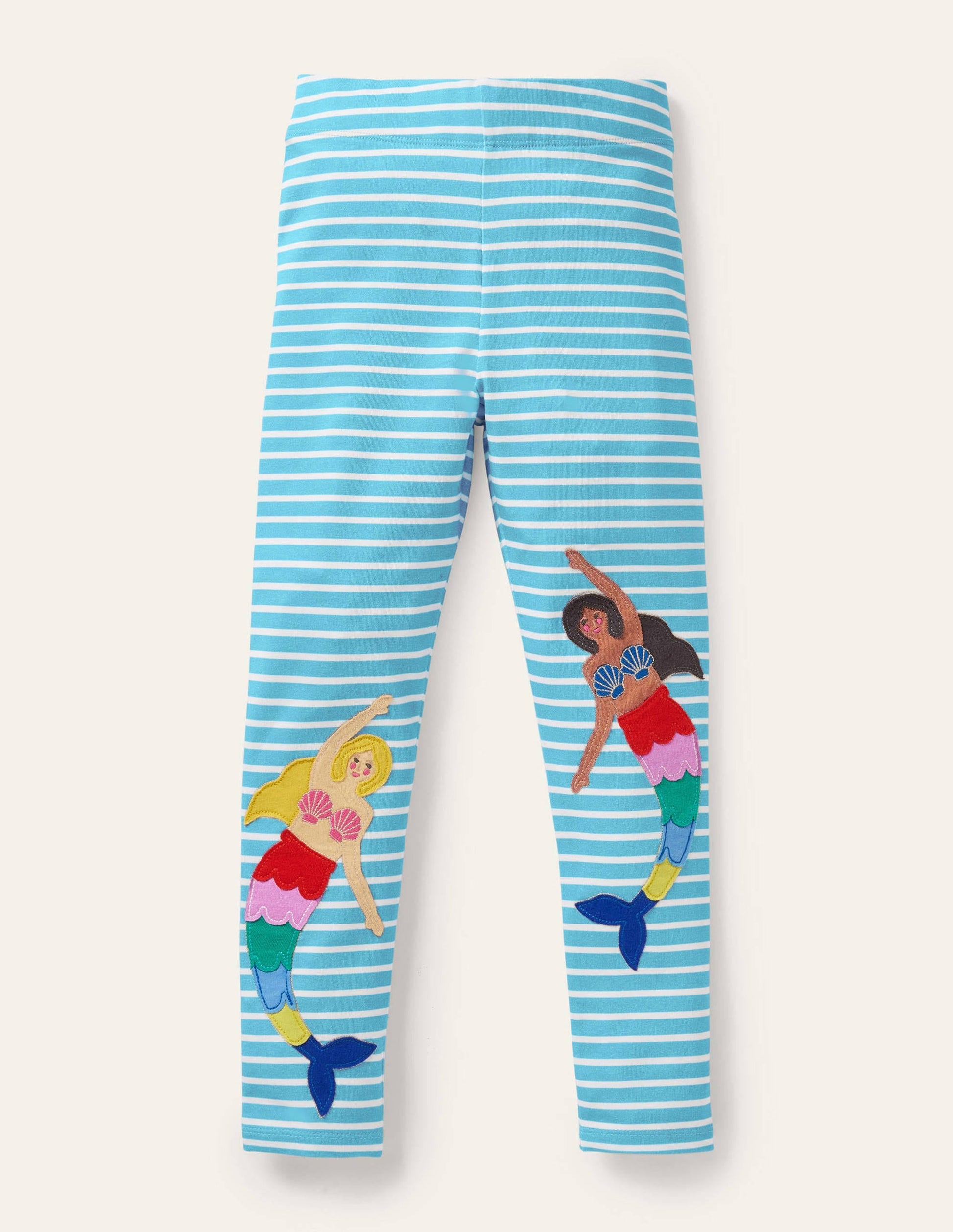 Fun Appliqué Leggings-Aqua/Ivory Mermaids-1