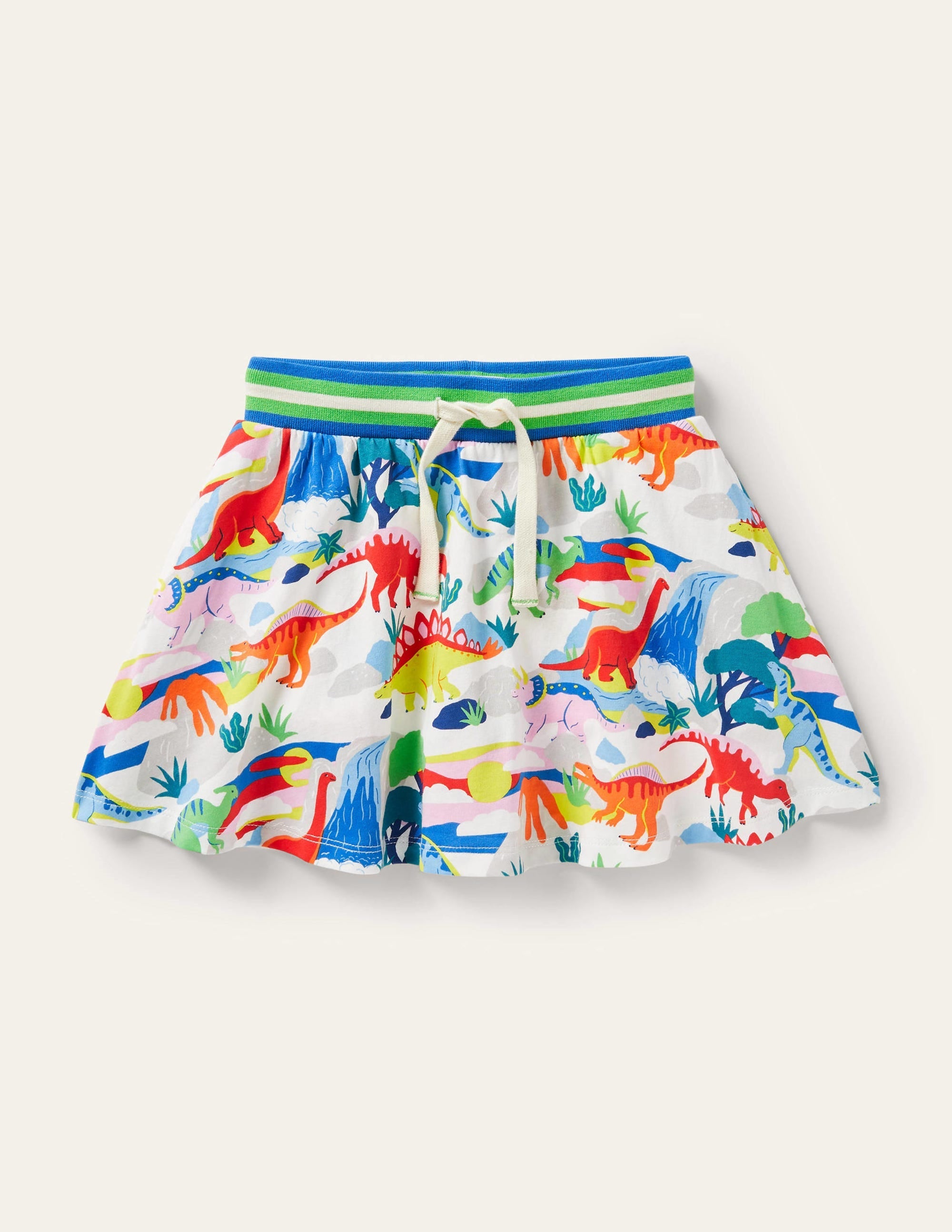 Printed Jersey Skort-Ivory Dinosaur Sunset - Image 1