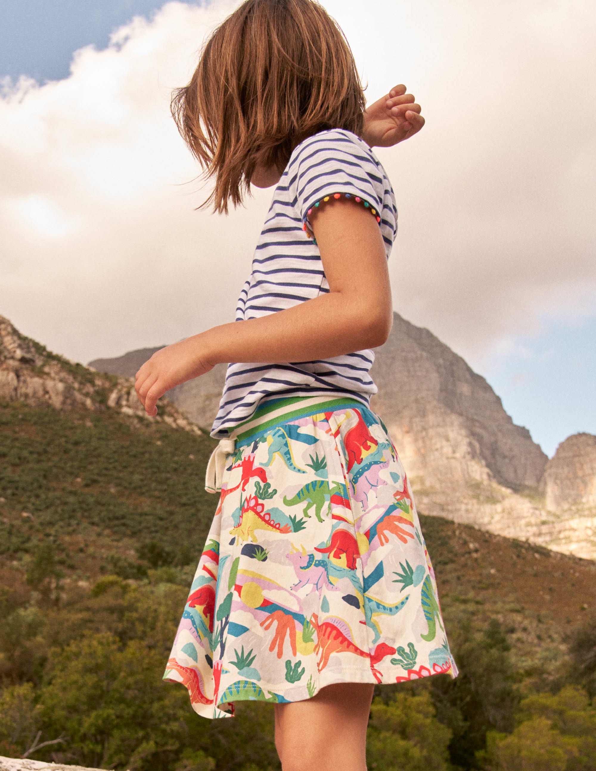 Printed Jersey Skort-Ivory Dinosaur Sunset - Image 5