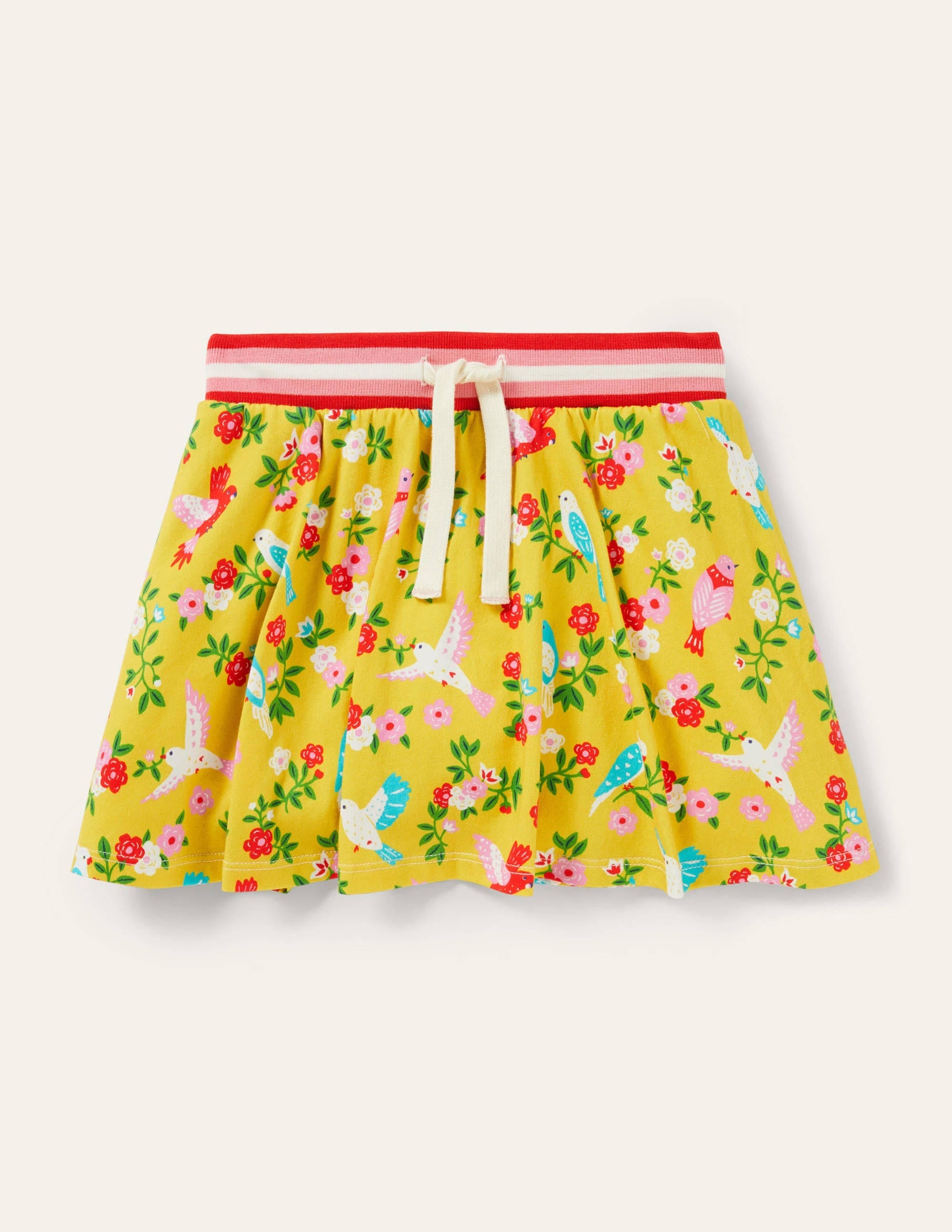 Printed Jersey Skort-Sweetcorn Yellow Parrots - Image 1