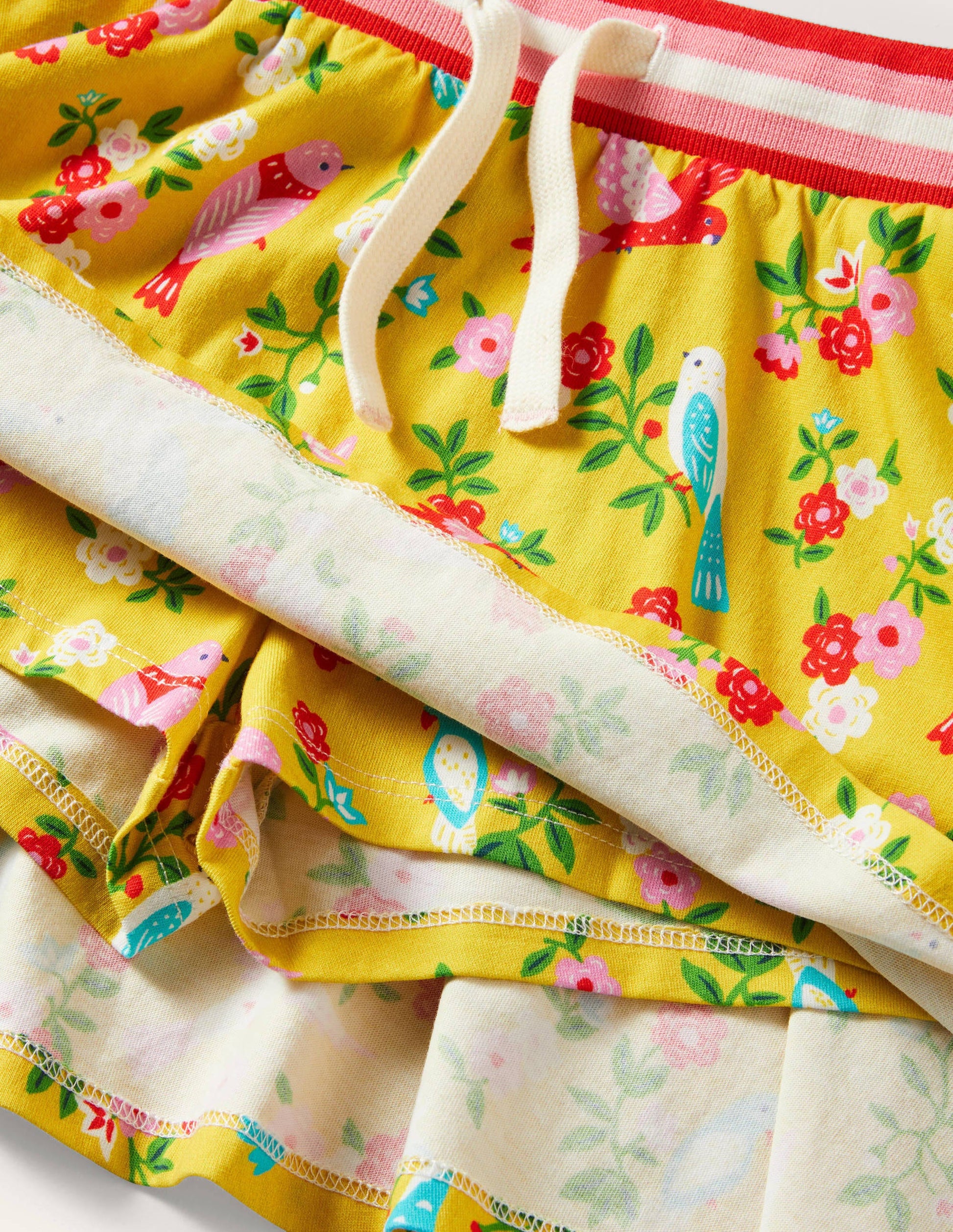 Printed Jersey Skort-Sweetcorn Yellow Parrots-3