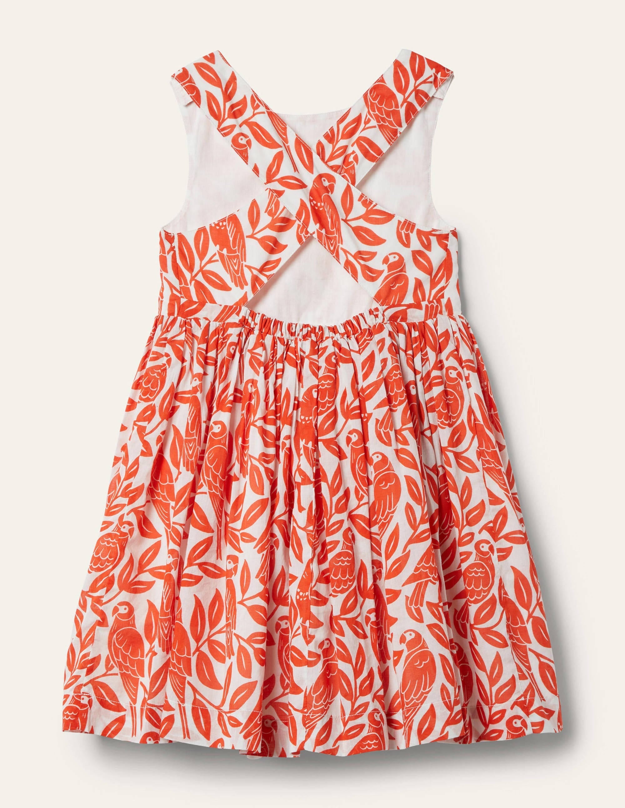 Cross-back Dress-Strawberry Tart Red Parrot - Image 2
