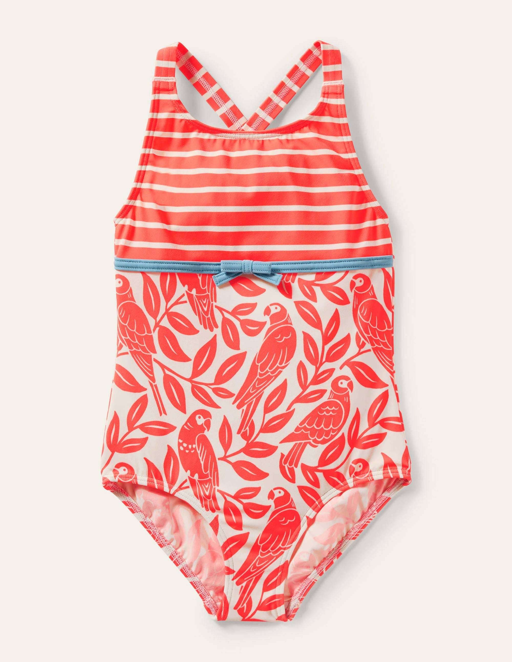 Hotchpotch Cross-back Swimsuit-Watermelon Red Parrot - Image 1