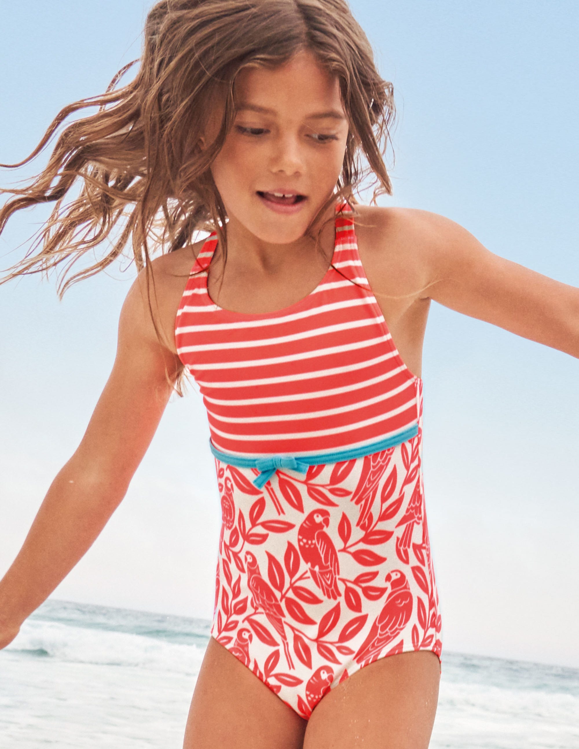 Hotchpotch Cross-back Swimsuit-Watermelon Red Parrot - Image 4