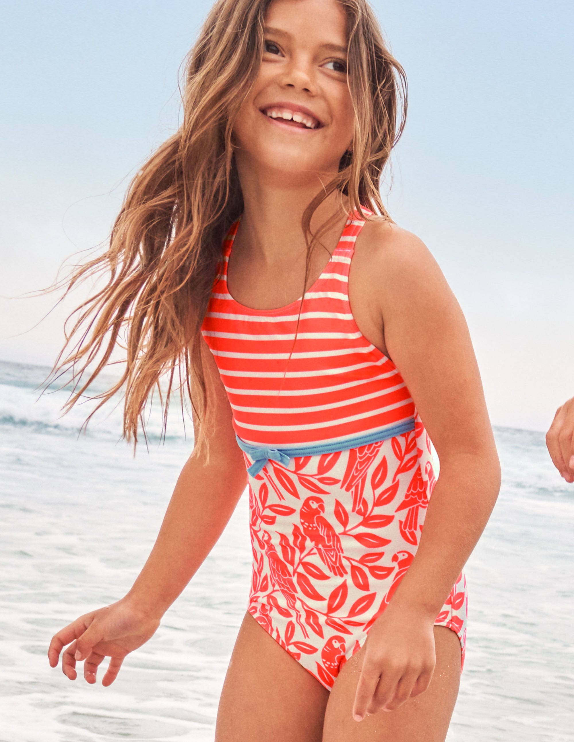 Hotchpotch Cross-back Swimsuit-Watermelon Red Parrot - Image 8